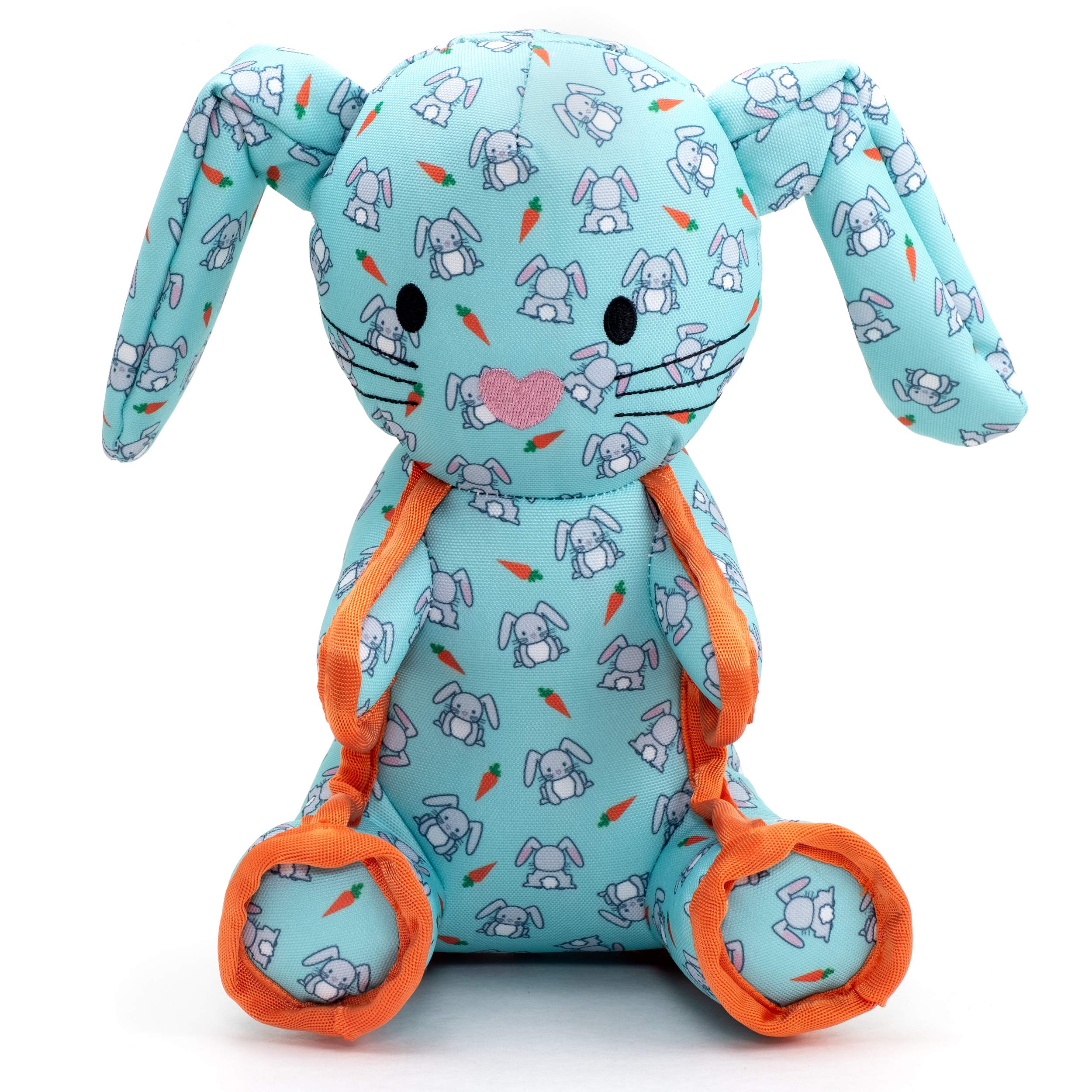 The Worthy Dog Bunny Patterned Chew Toy Blue/Orange, Fun Fetch Play With Squeaker For Dogs Durable Material Small