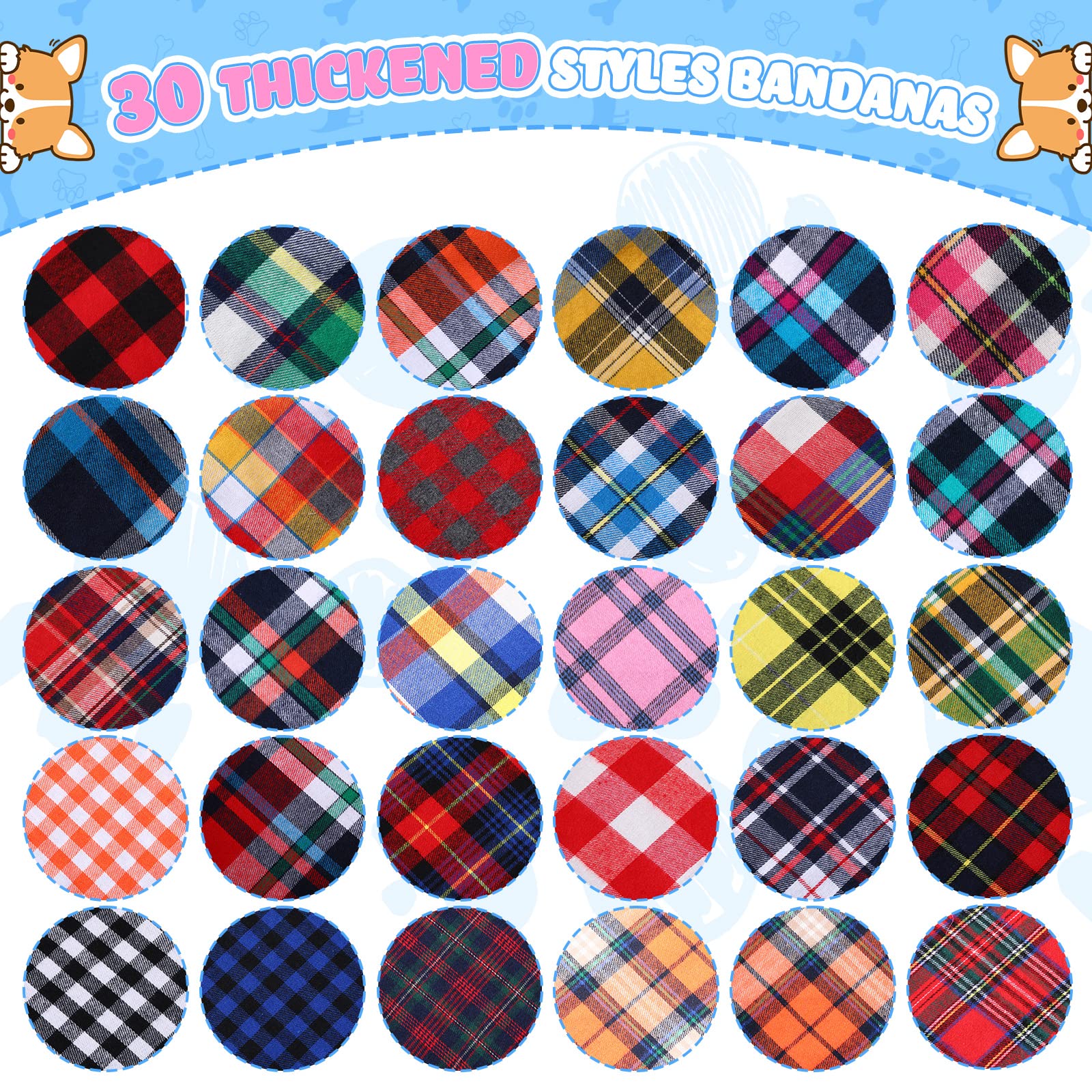 100 Pcs Bulk Dog Bandanas Plaid Dog Scarf Cute Pet Bandanas Washable Cotton Puppy Cat Bandanas Comfortable Dog Bib Kerchief For