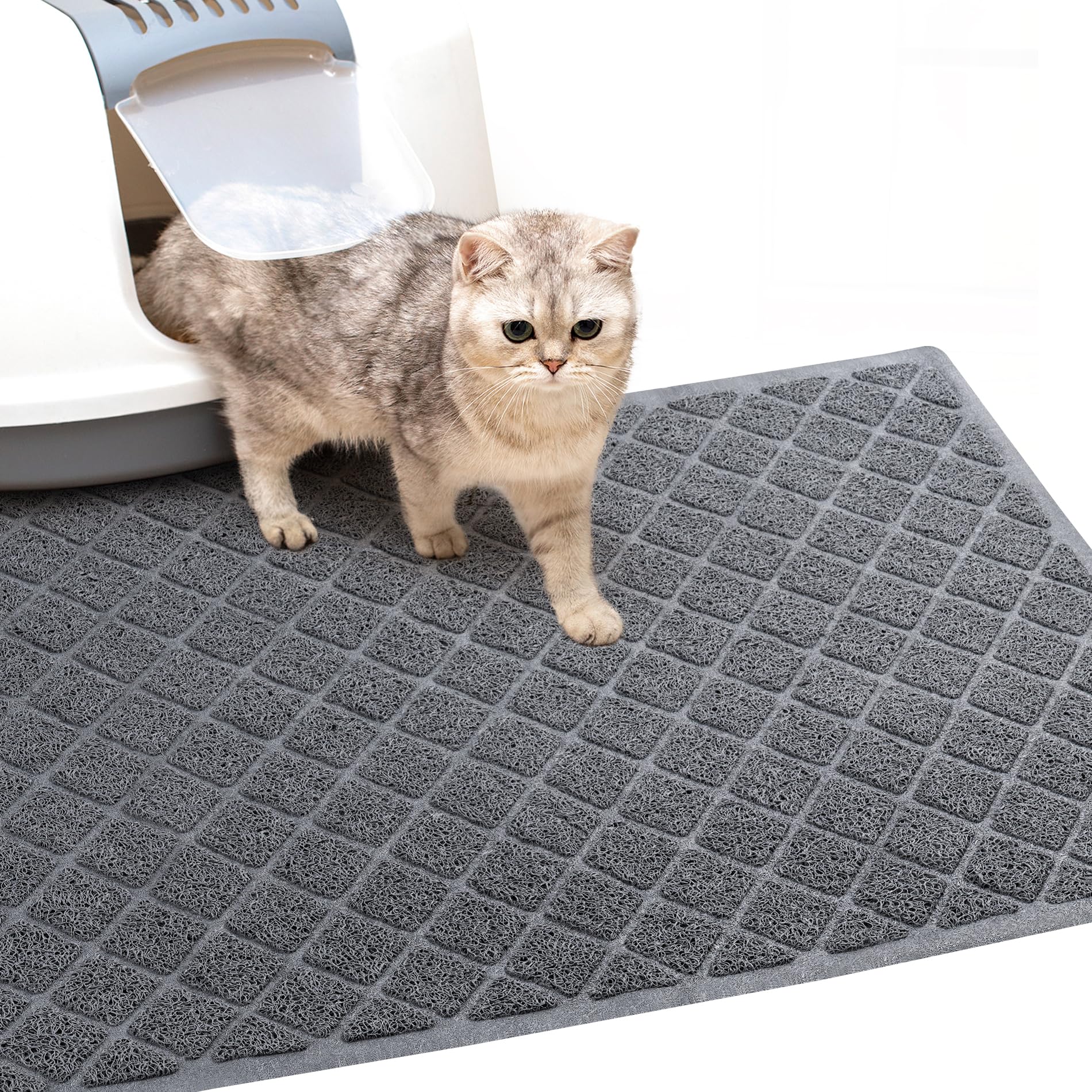 Cat Litter Mat Litter Box Mat,Litter Trapping Mat Premium Durable Pvc Pad, 24 X 35 Inches Kitty Litter Box, Easy To Clean,Non-Sl