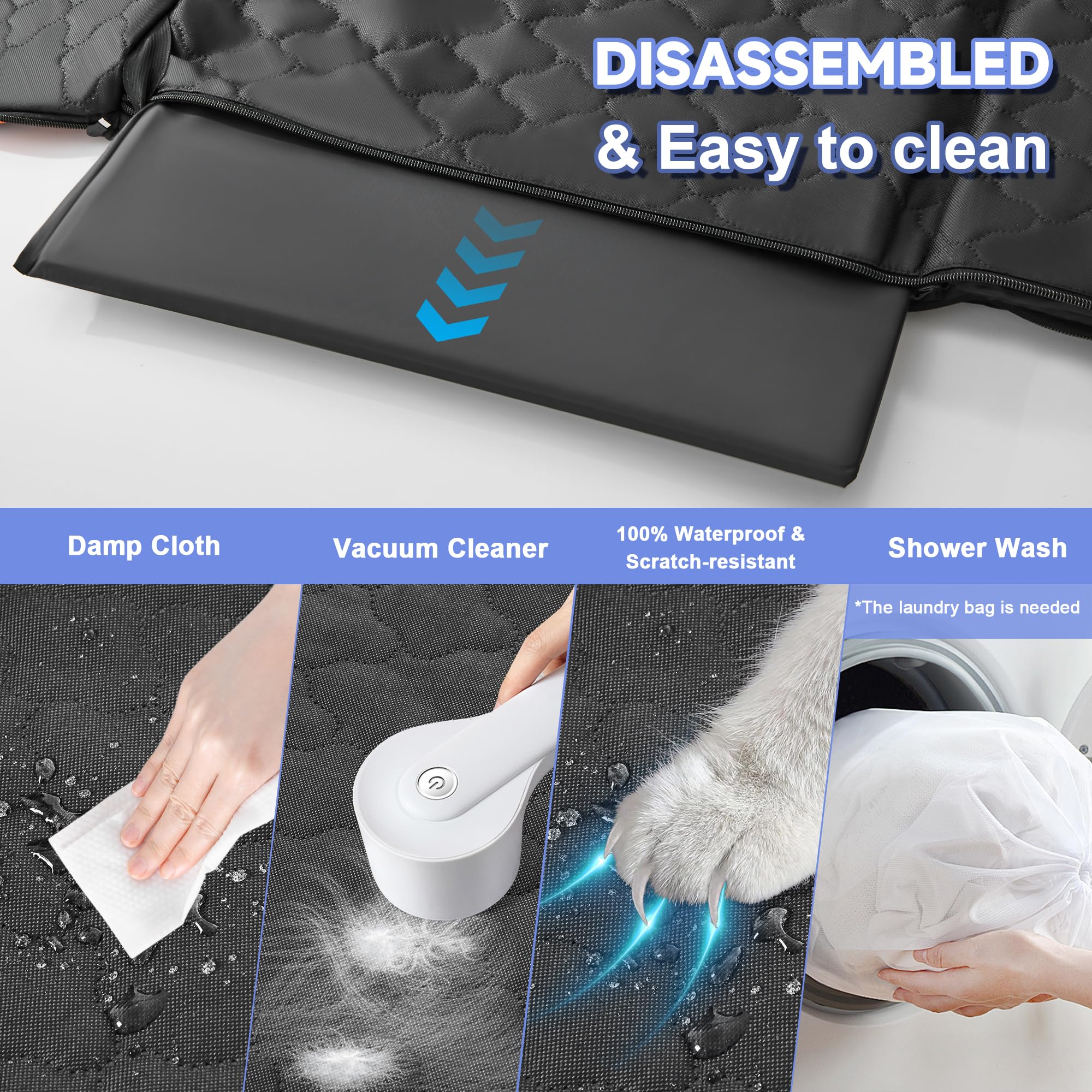 Spacocld Dog Car Seat Cover For Back Seat - Hard Bottom Extender Holds Up To 400 Lbs, Waterproof Protector With Mesh Window, Dog