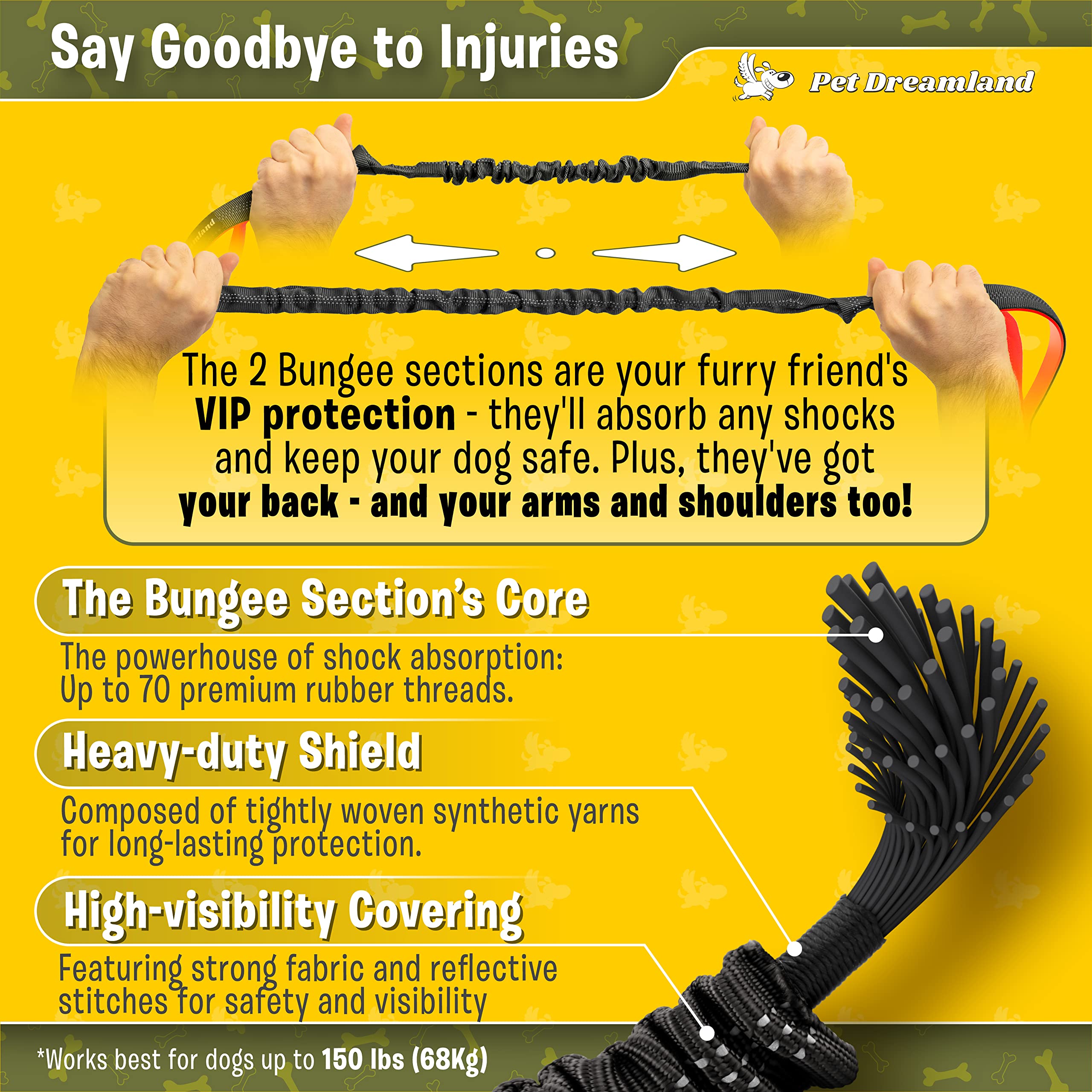 Exquisite Hands-Free Leash For Large Dogs: Ultimate Comfort & Freedom For Running, Walking, Hiking. Premium Quality, Durable & V