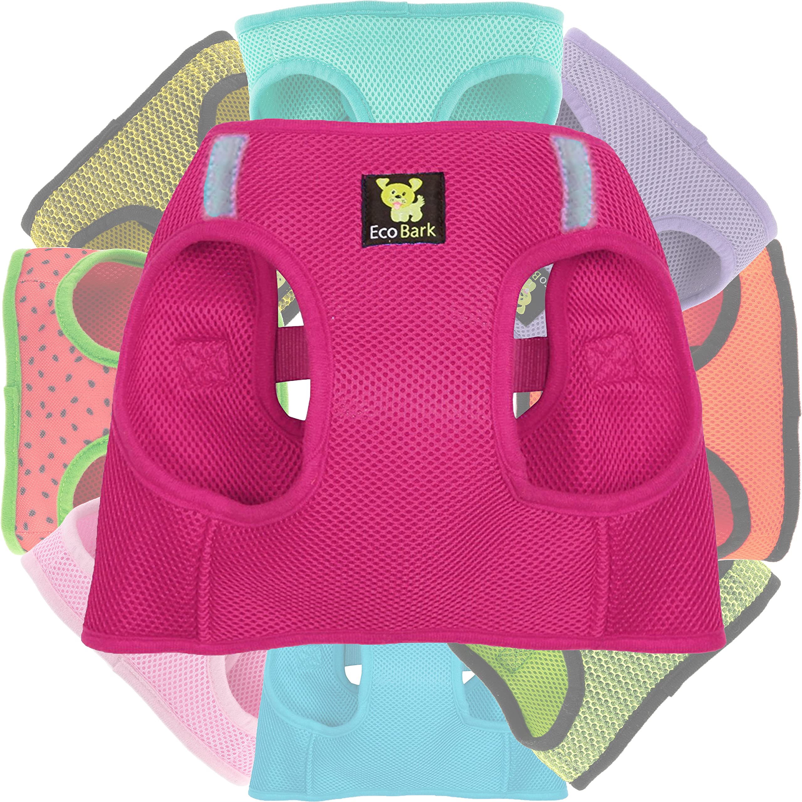 Ecobark Step In Dog Harness - Eco-Friendly Dog Harnesses For For Small & Medium Breed Dogs - Reflective And Adjustable Chest Body Halter Vest -Soft Luxurious Mesh (Pink, Xl)
