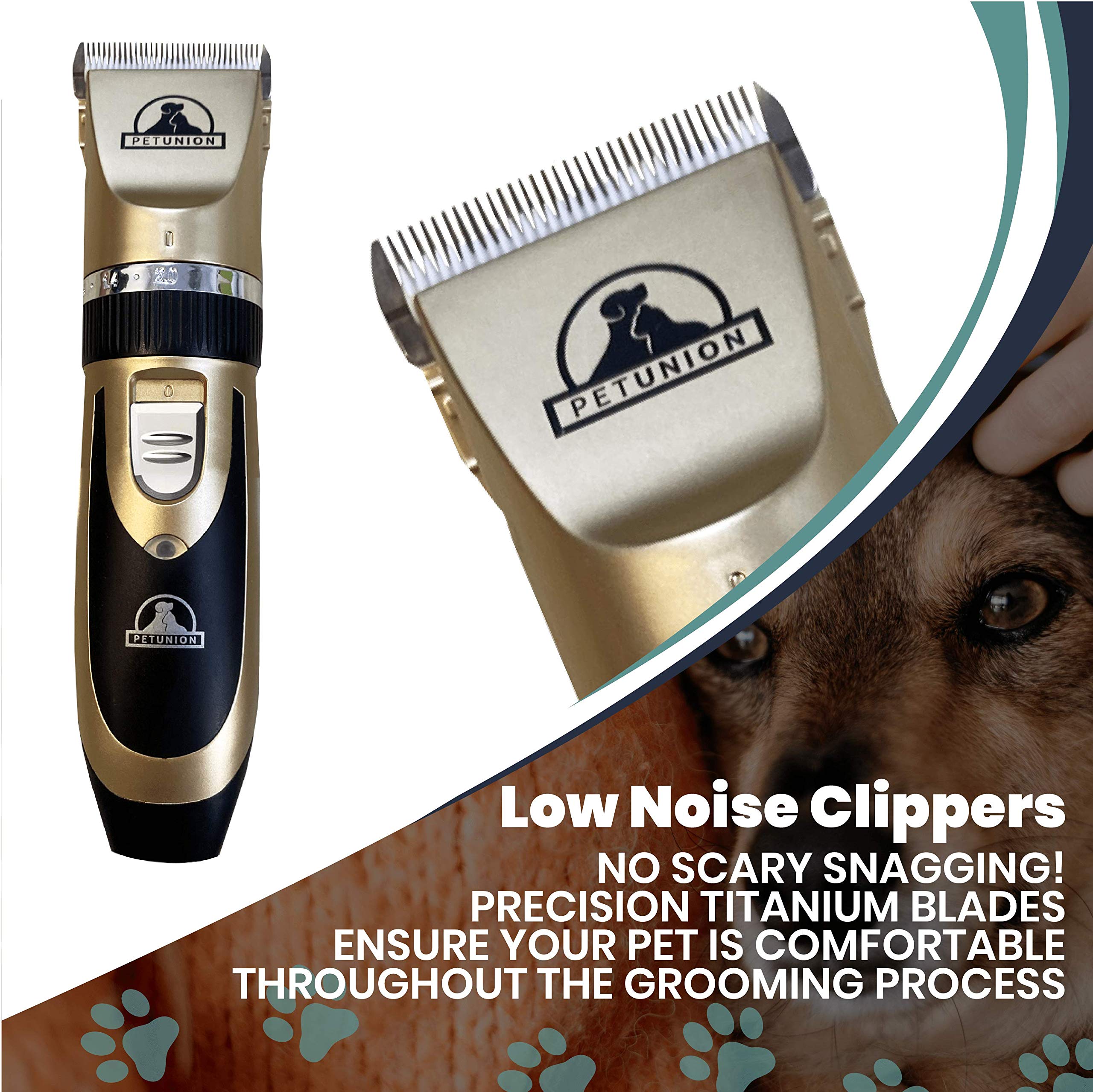 Professional Dog Grooming Kit - Cordless Low Noise Dog Clippers For Grooming Thick Coats - All Pet Safe Cat Hair Trimmer - Pet G
