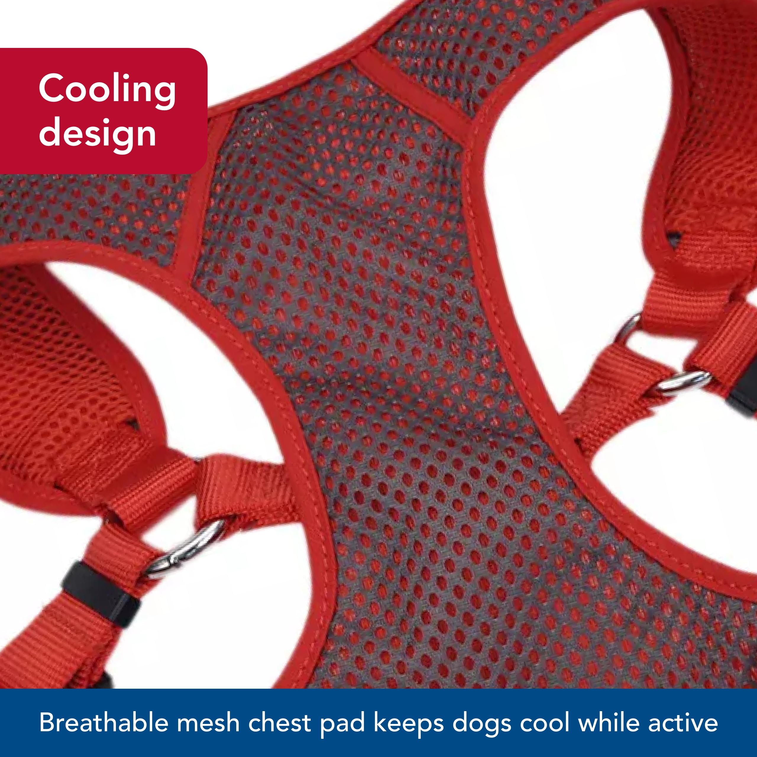 Coastal Pet Comfort Soft Sport Wrap Adjustable Dog Harness - Large & Small Dog Harness - Durable Harness For Dogs With Mesh Chest Pad - Grey With Red, 3/8' X 14-16'