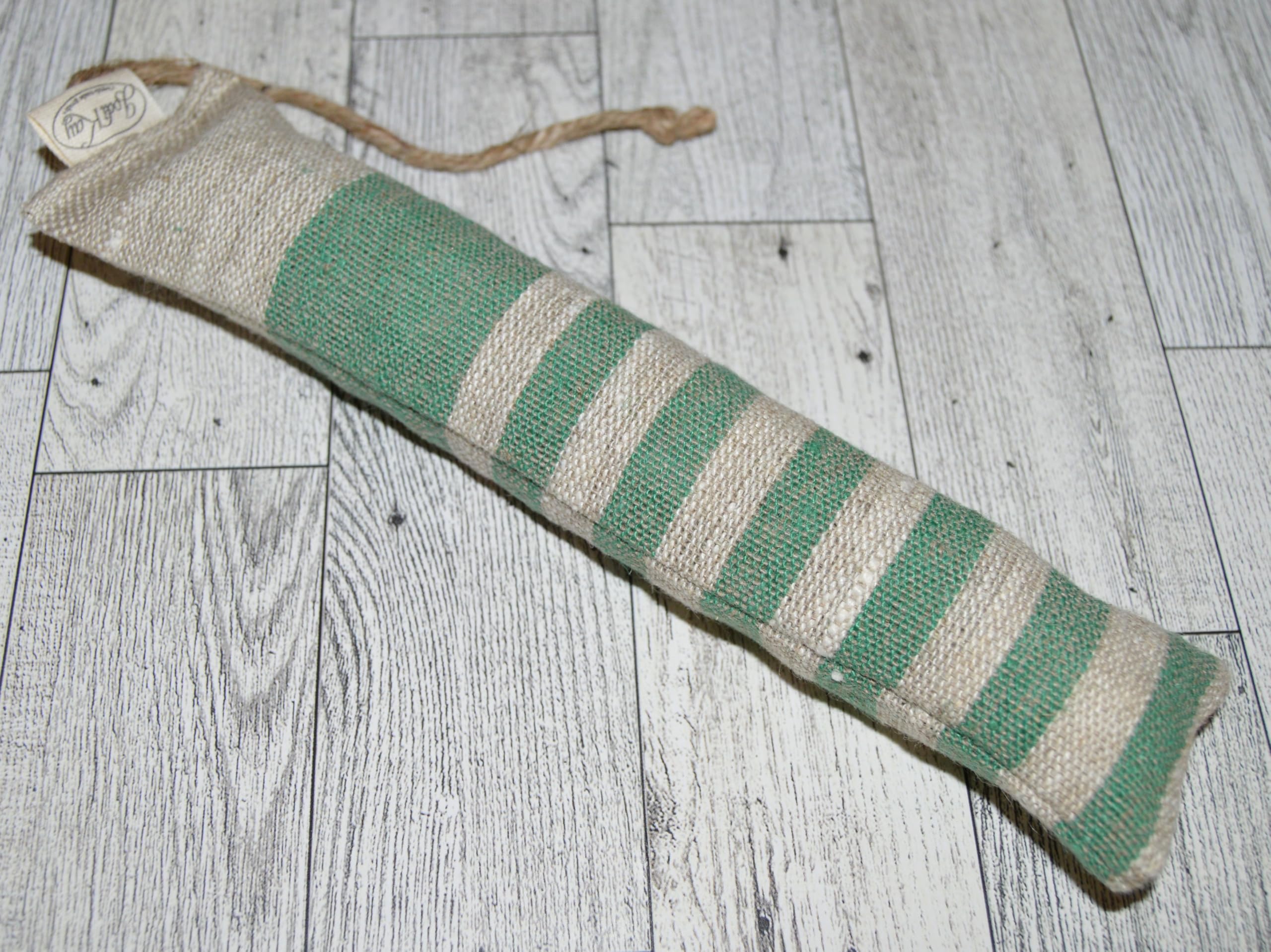 All Natural Kitty Catnip Kicker Handmade Cat Toy (9 Inch, Green Narrow Stripe)