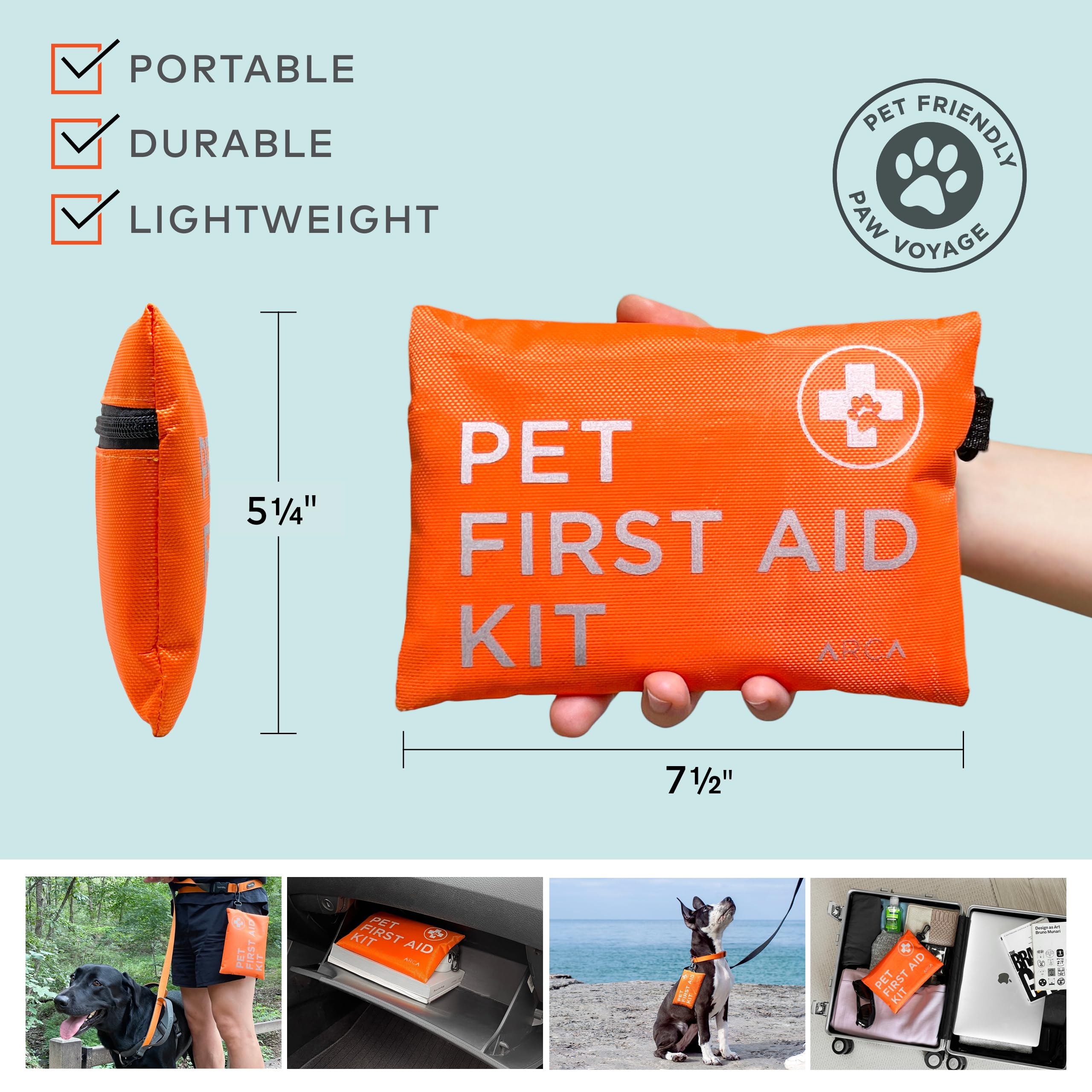 ARCA PET Dog First Aid Kit - Pet Emergency Kit - Water Resistant High Visibility Reflective First Aid Pouch Dog Camping Essentia