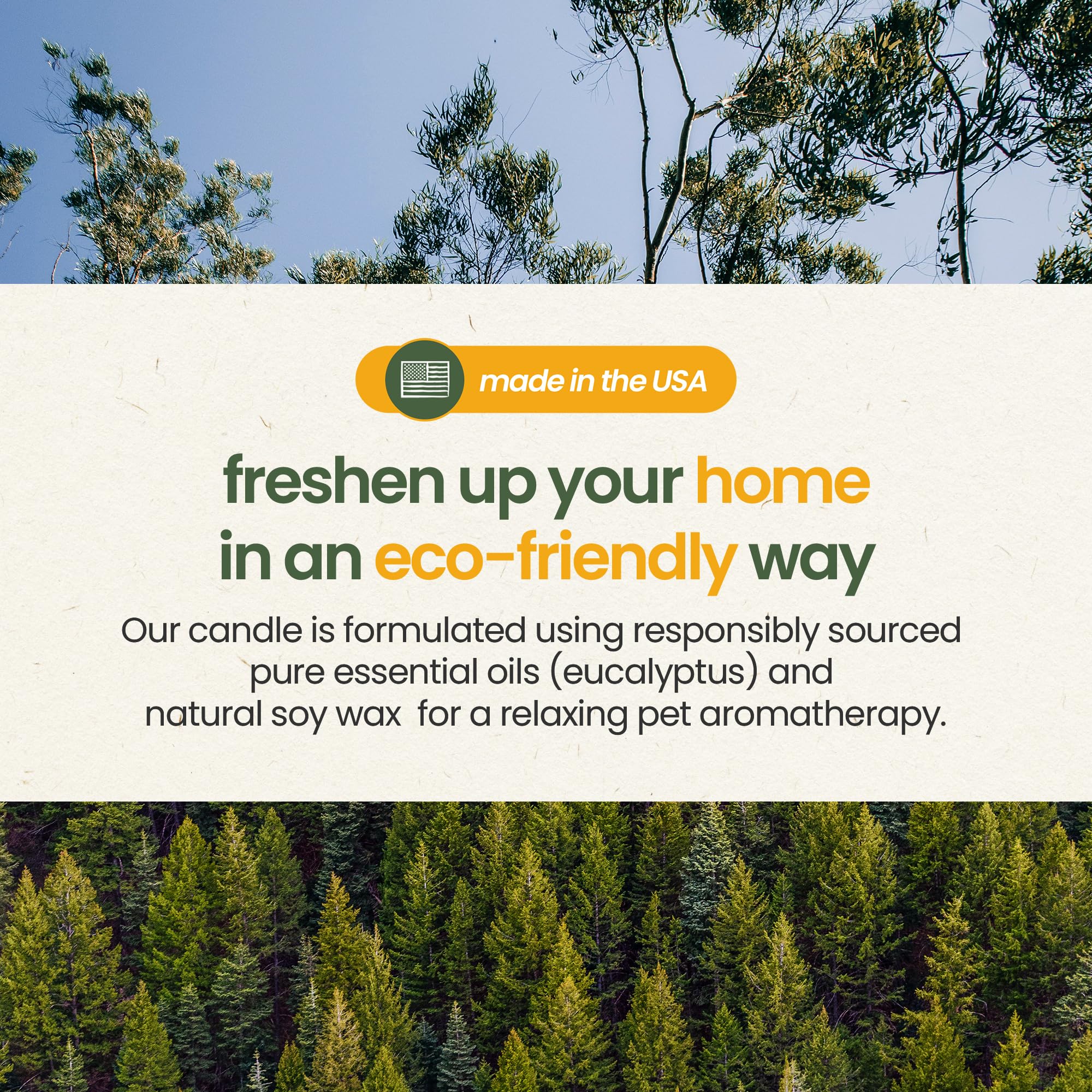 Aromatherapy Soy Scented Candle For Pets - Dog Odor Eliminator & Animal Lover Gift (Rejuvenating Eucalyptus)