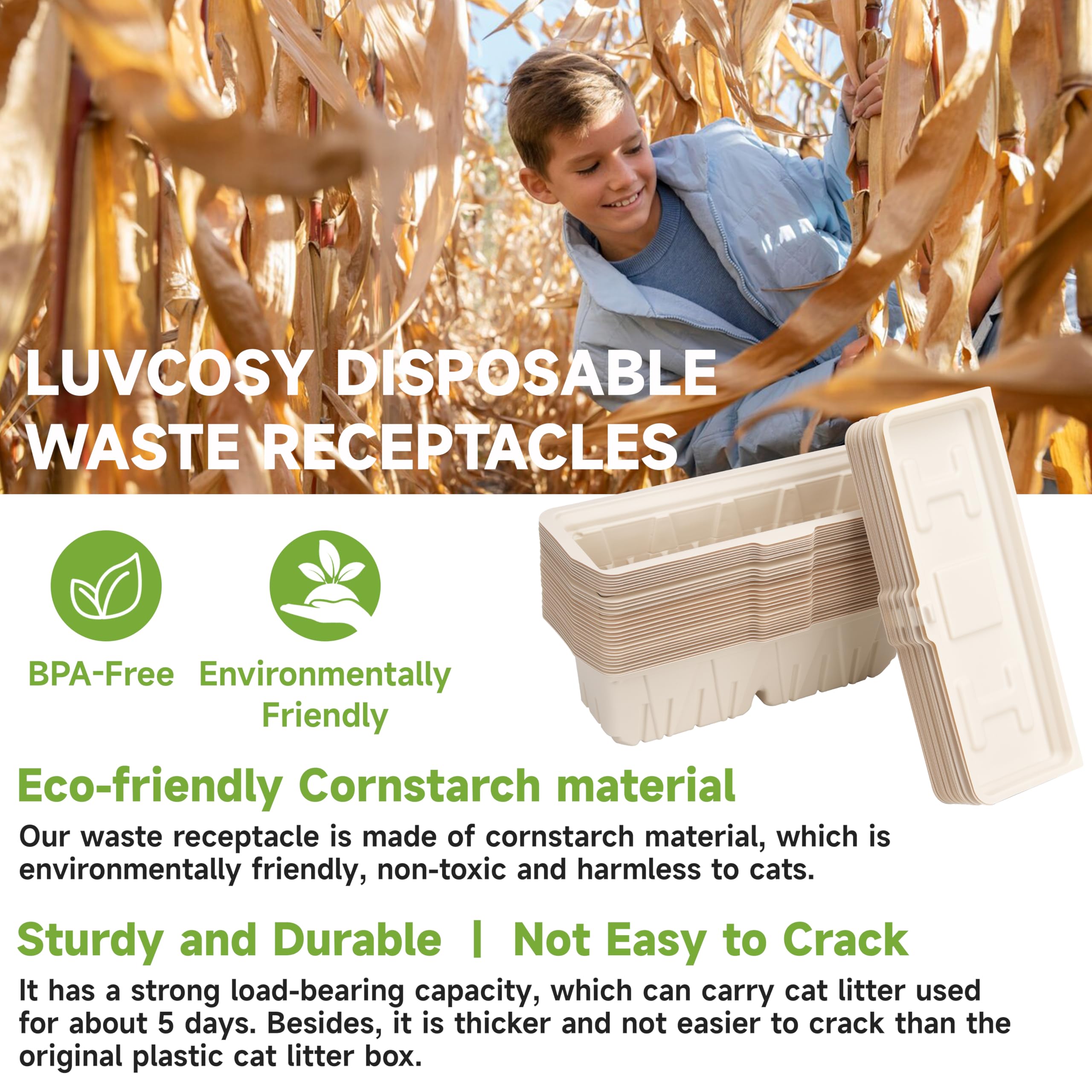 Luvcosy 30 Pcs Disposable Waste Receptacles With Charcoal Bags Compatible With Nature'S Miracle Litter Box 2Nd And Littermaid Li