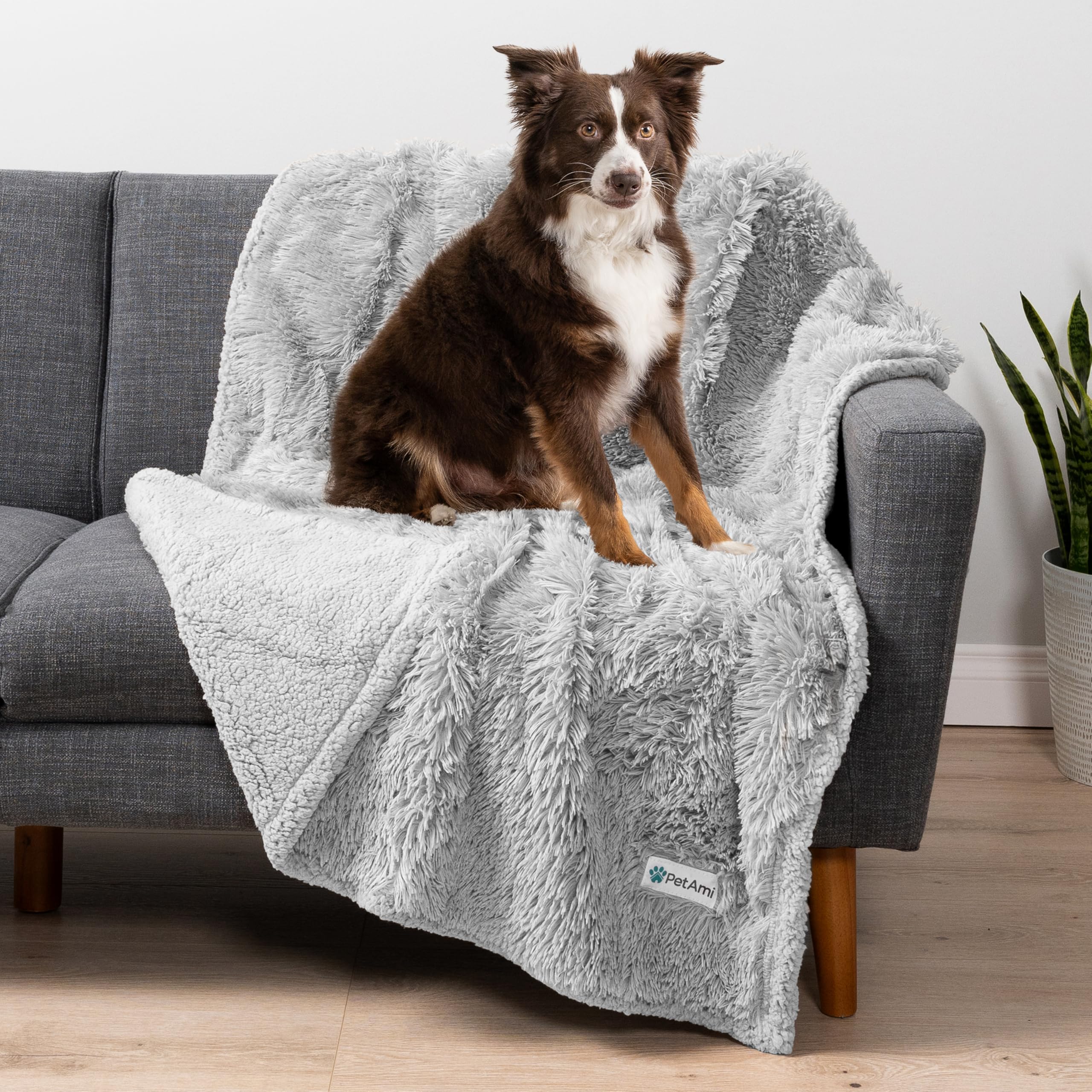 PetAmi Waterproof Dog Blanket for Small Medium Dogs, Calming Fleece Cat Blanket, Couch Protector Washable Sherpa Faux Fur Pet Th