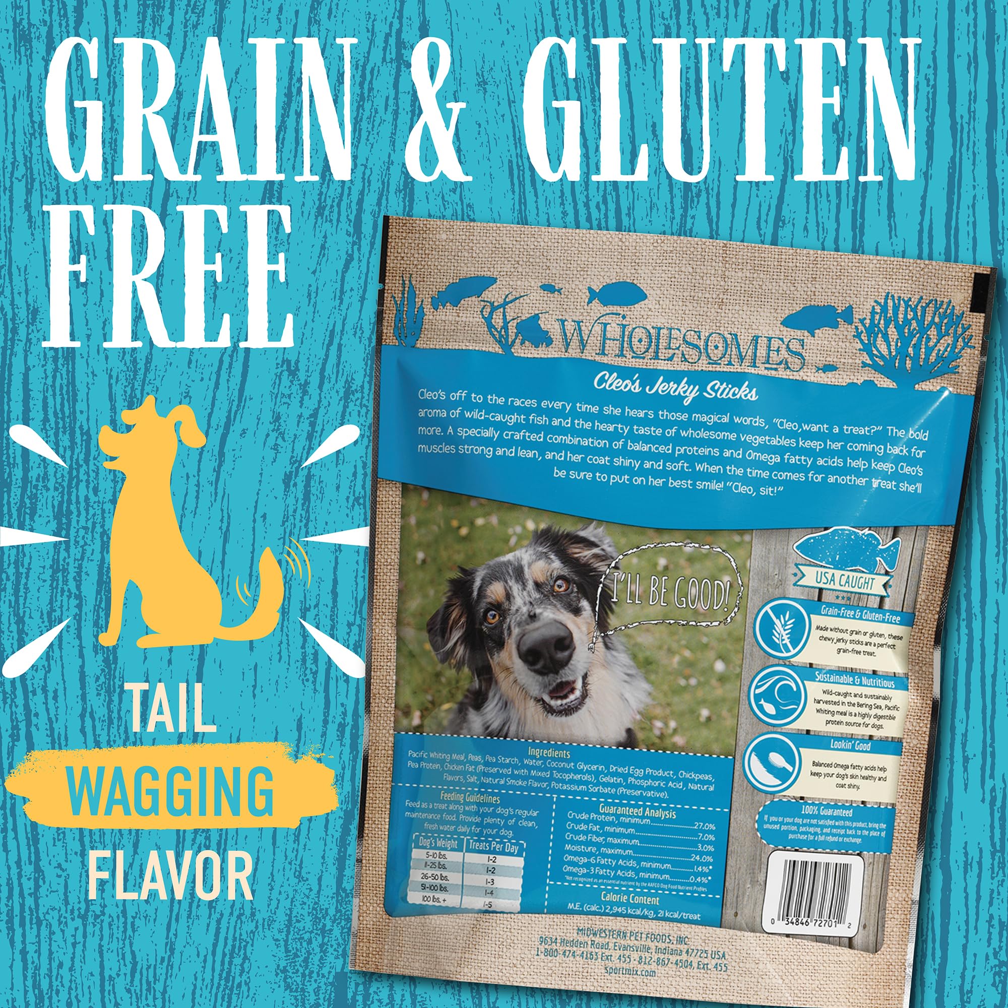Wholesomes Cleos Jerky Sticks Grain Free Dog Treats, 25 oz, Blue, 2100106