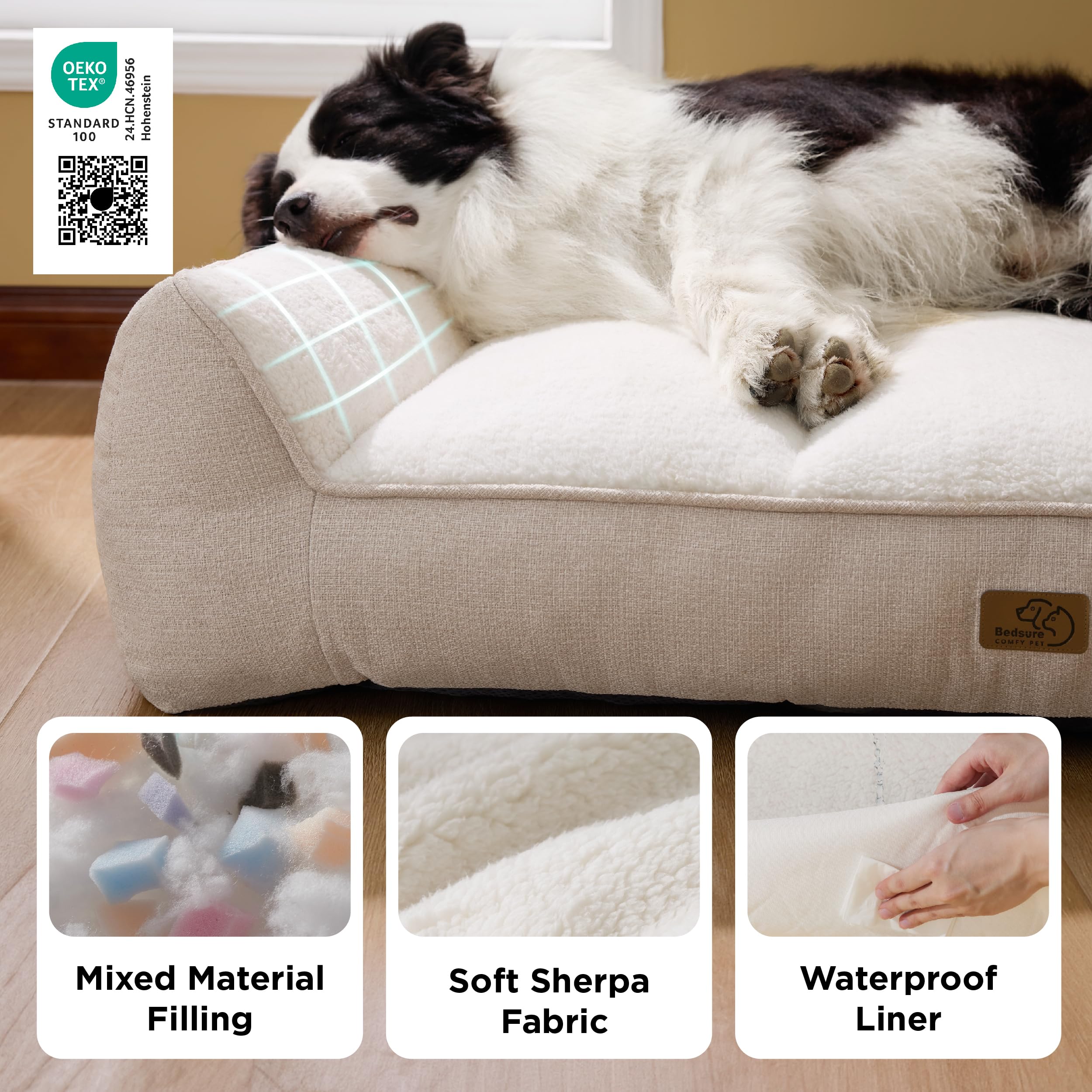 Bedsure XL Orthopedic Dog Beds Large Sized Dog - Extra Thick Supportive Dogs Couch with Waterproof Washable Cover, Extra Large C