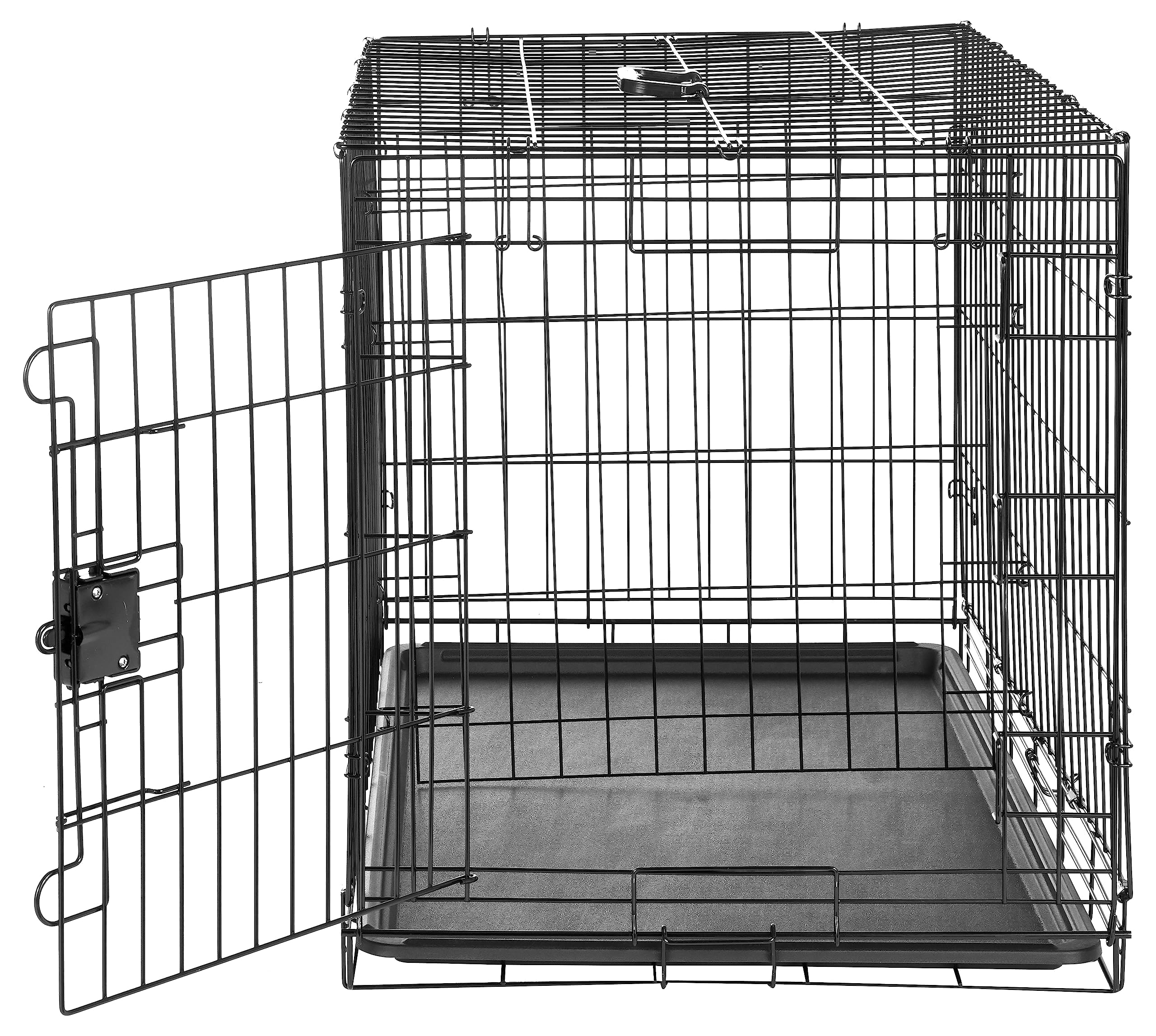 Amazon Basics Durable, Foldable, Collapsible, Portable Metal Wire Dog Crate With Tray, Single Door With Divider Panel, Easy To A