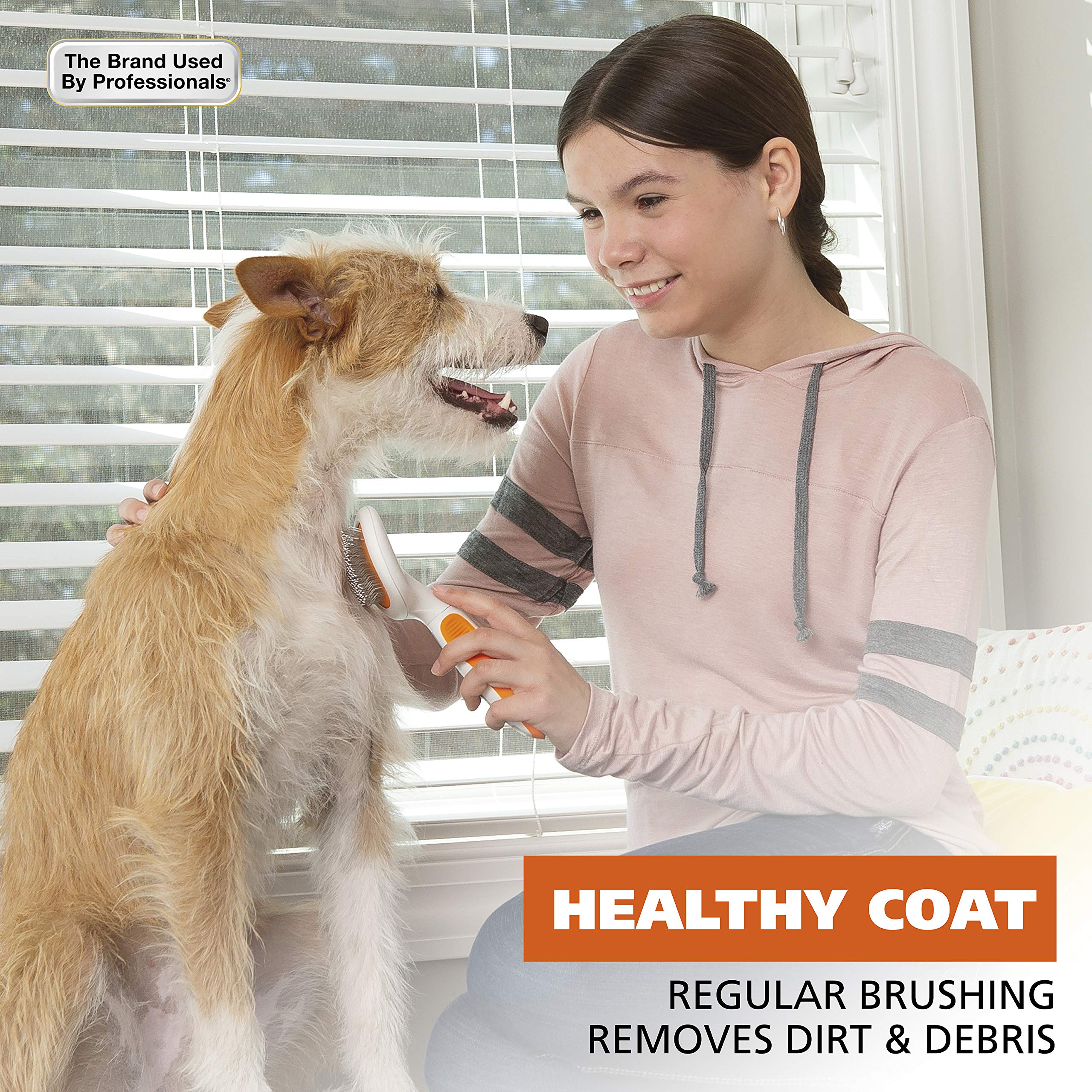 Wahl Premium Patented Dual Level Sensitive Skin Pet Slicker - Ergonomic Handle Makes Deshedding, Grooming And Brushing Comfortable For You And Your Dog Or Cat - 858500