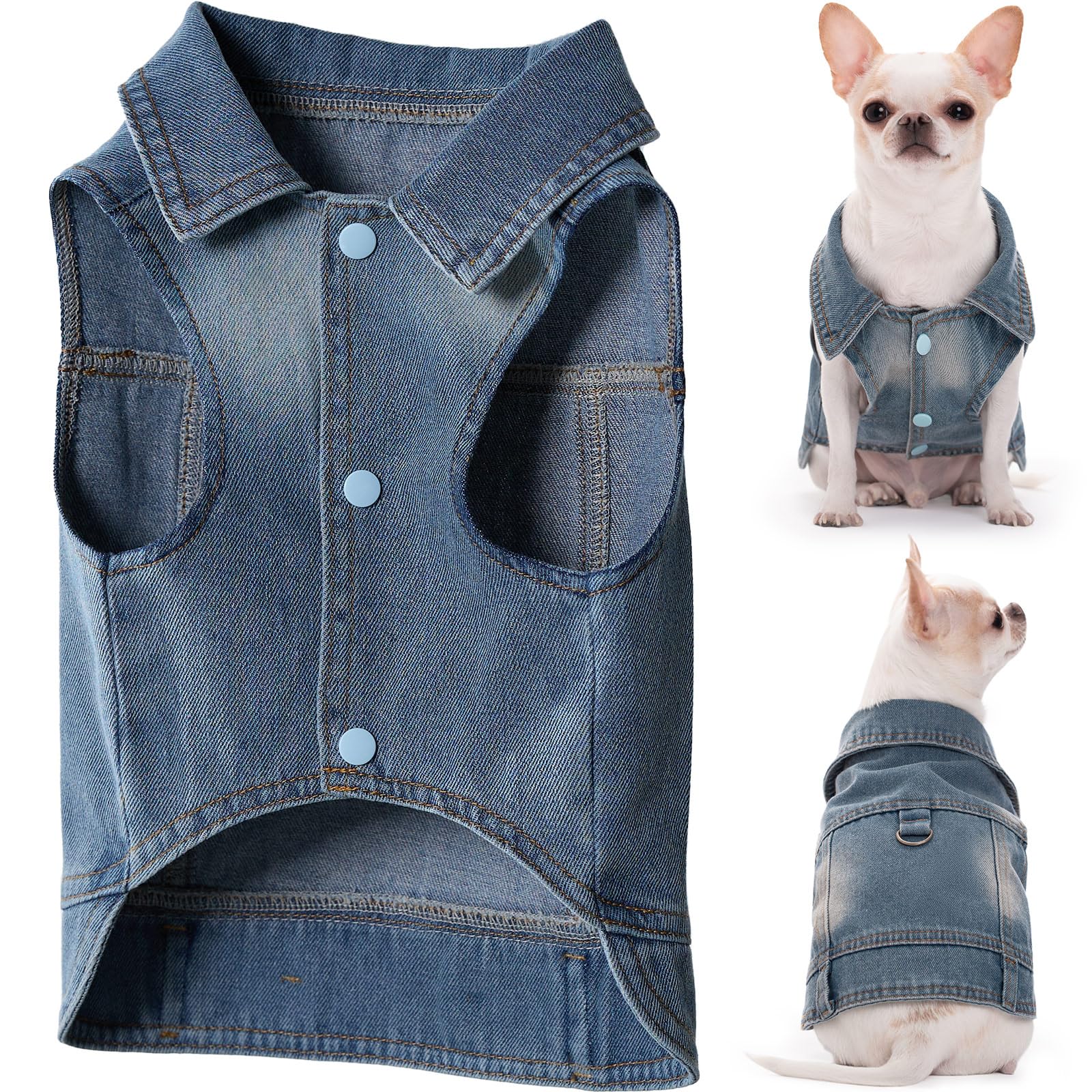 Cantuccistudio Stylish Denim Dog Jacket, Perfect For Small To Medium-Sized Dogs, Year-Round Wear, Machine Washable (X-Large)
