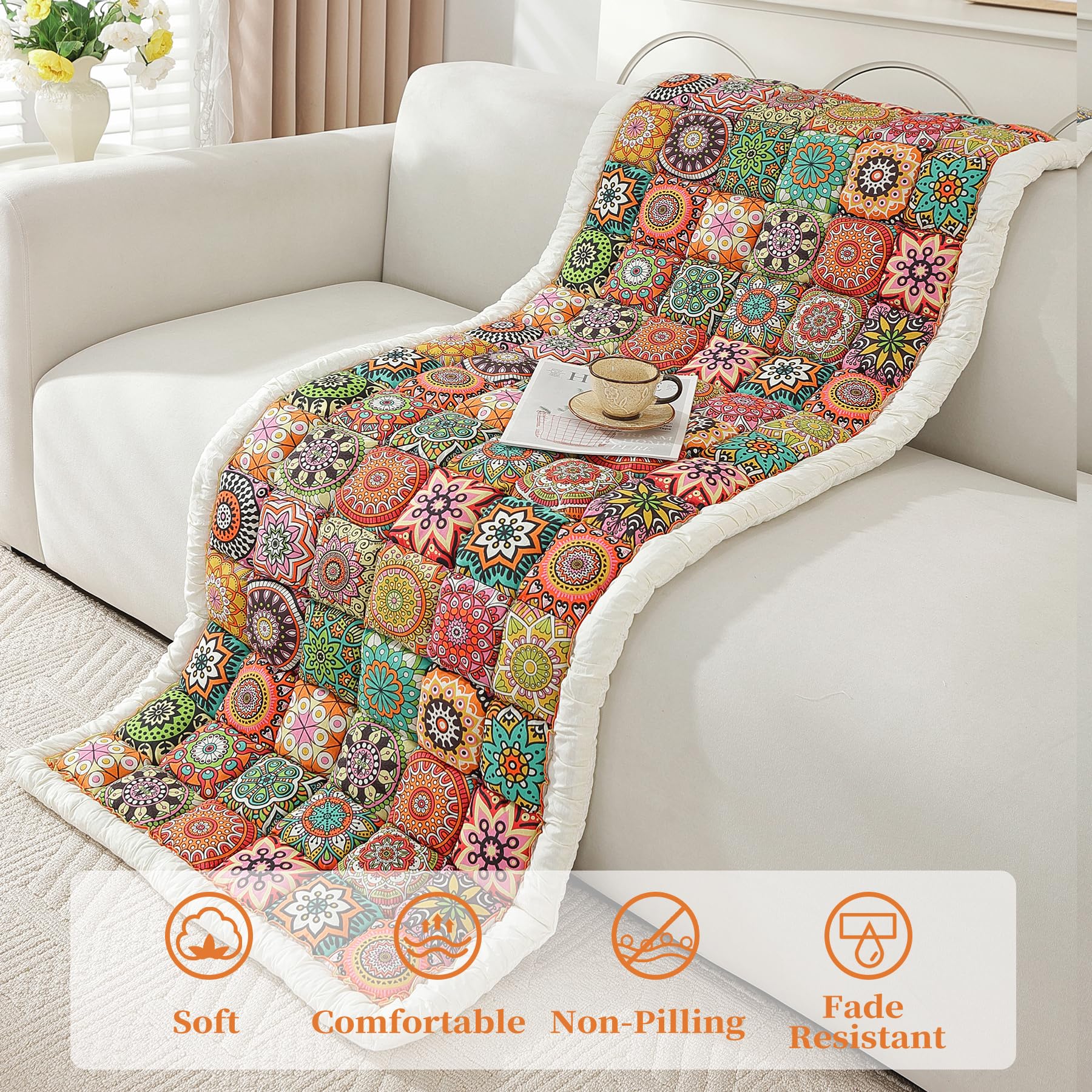 Ostepdecor Cotton Couch Cover, Non Slip Sofa Covers Washable, Dog Couch Covers For Sofa, Couch Protector For Dogs Soft Fuzzy Dog