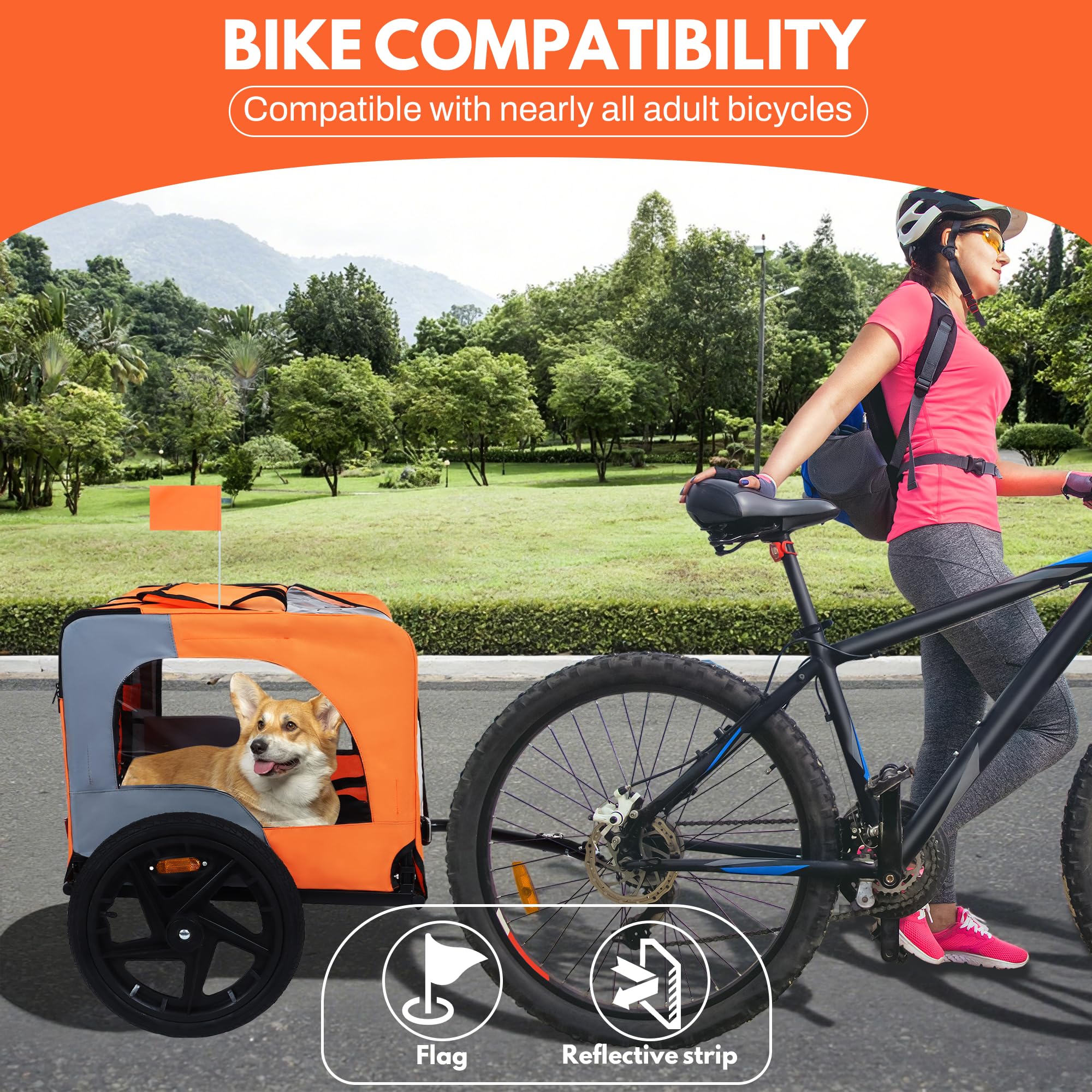 Aosute Pet Bike Trailer,Dog Bike Trailer for Small and Medium Pets,Up to 88 lbs Easy Folding Cart Frame Quick Release Wheels,Non