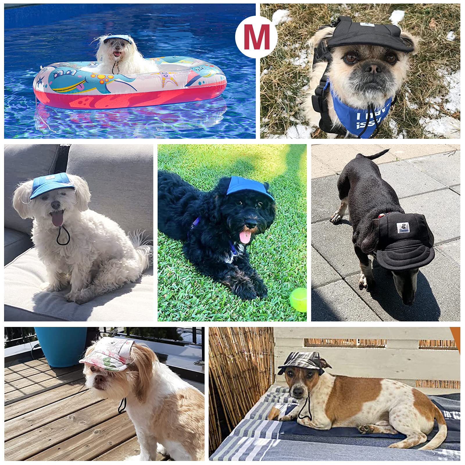 Pawaboo Dog Baseball Cap, Adjustable Dog Outdoor Sport Sun Protection Baseball Hat Cap Visor Sunbonnet Outfit With Ear Holes For Puppy Small Dogs, Small, Yellow