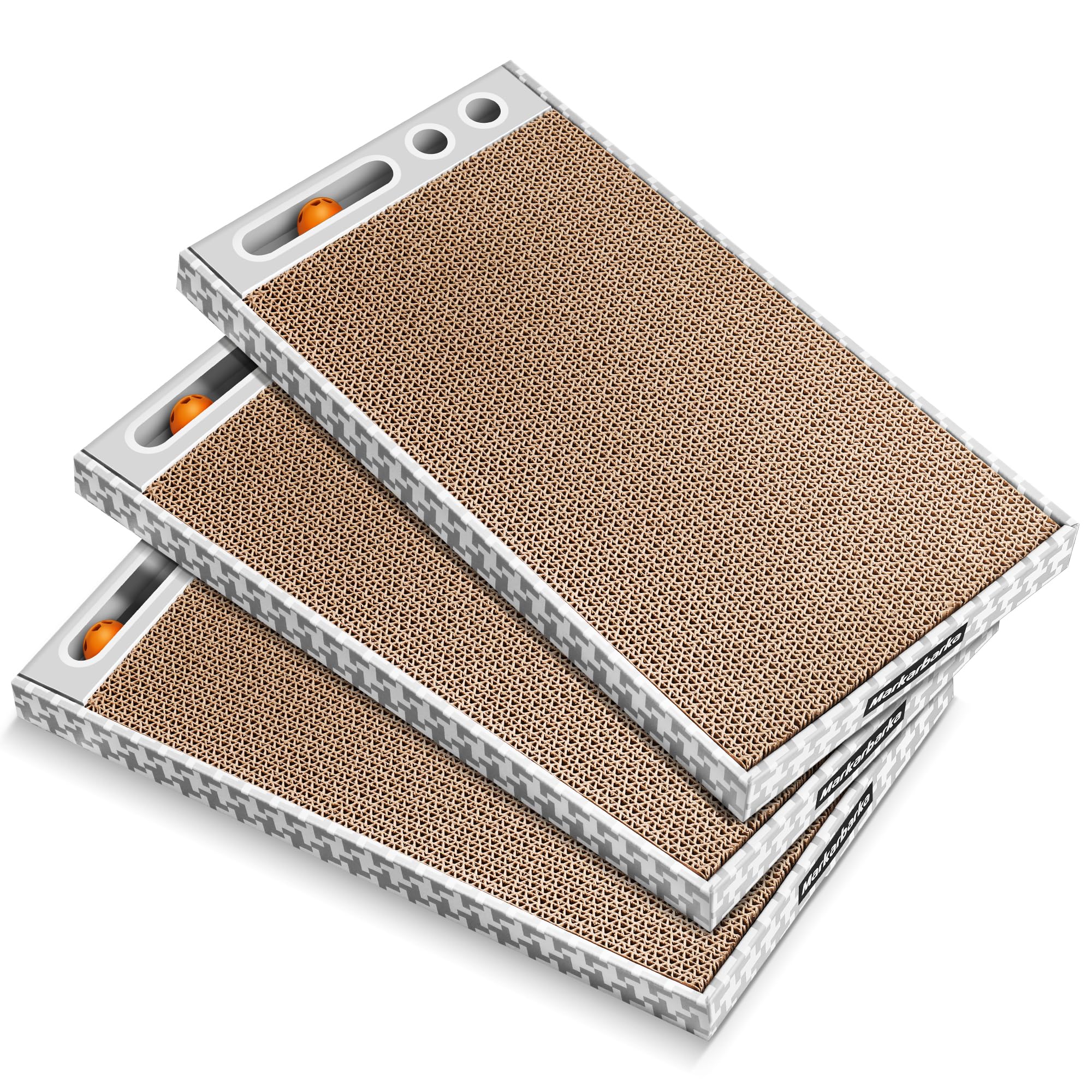 Markarbarka Cat Scratching Board 3 Pack - Reversible Cardboard Scratcher For Indoor Cats, Durable Furniture Protector