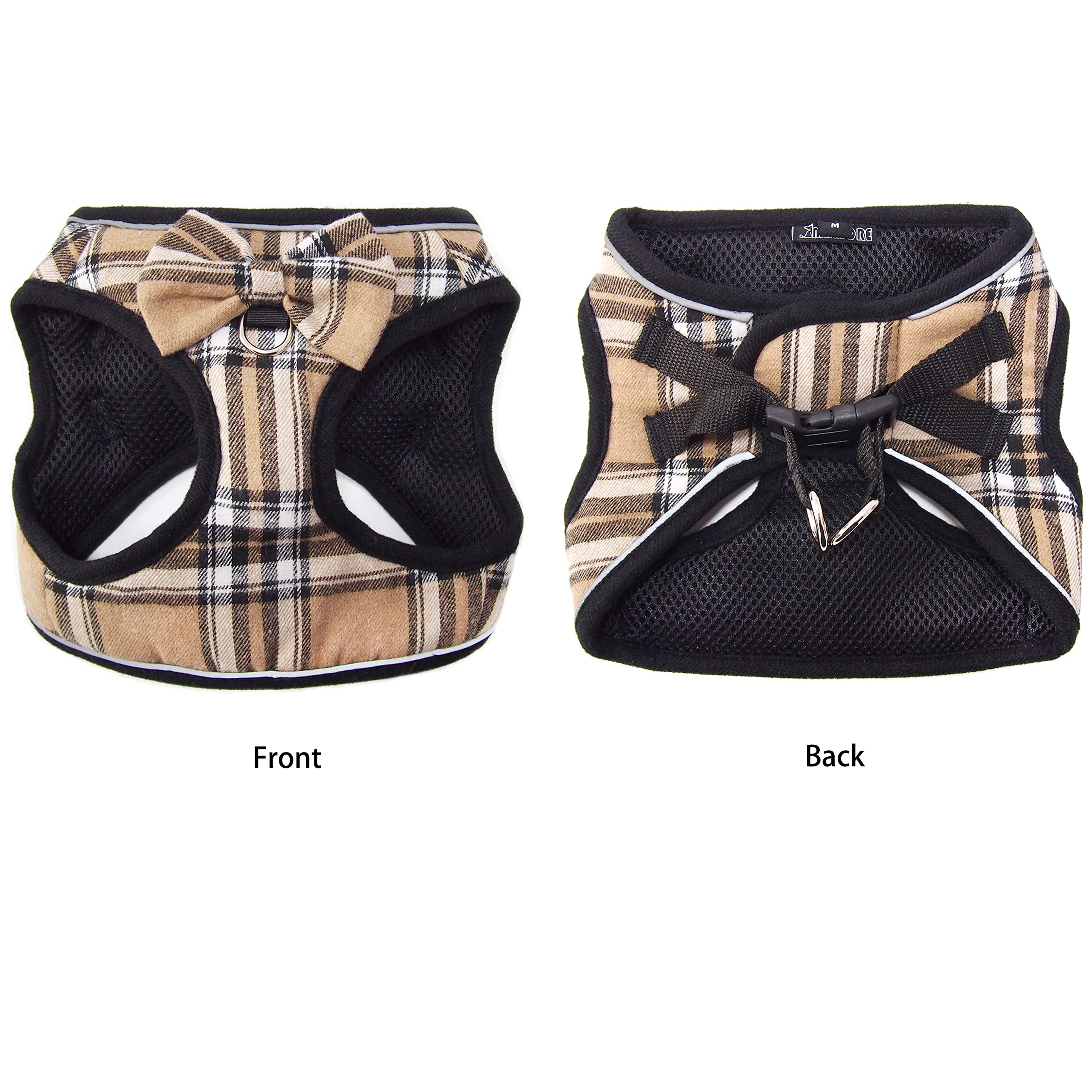Mesh Soft Dog Harness, Adjustable No Pull Reflective Comfort Pet Vest For Dogs (Light Khaki, Small)