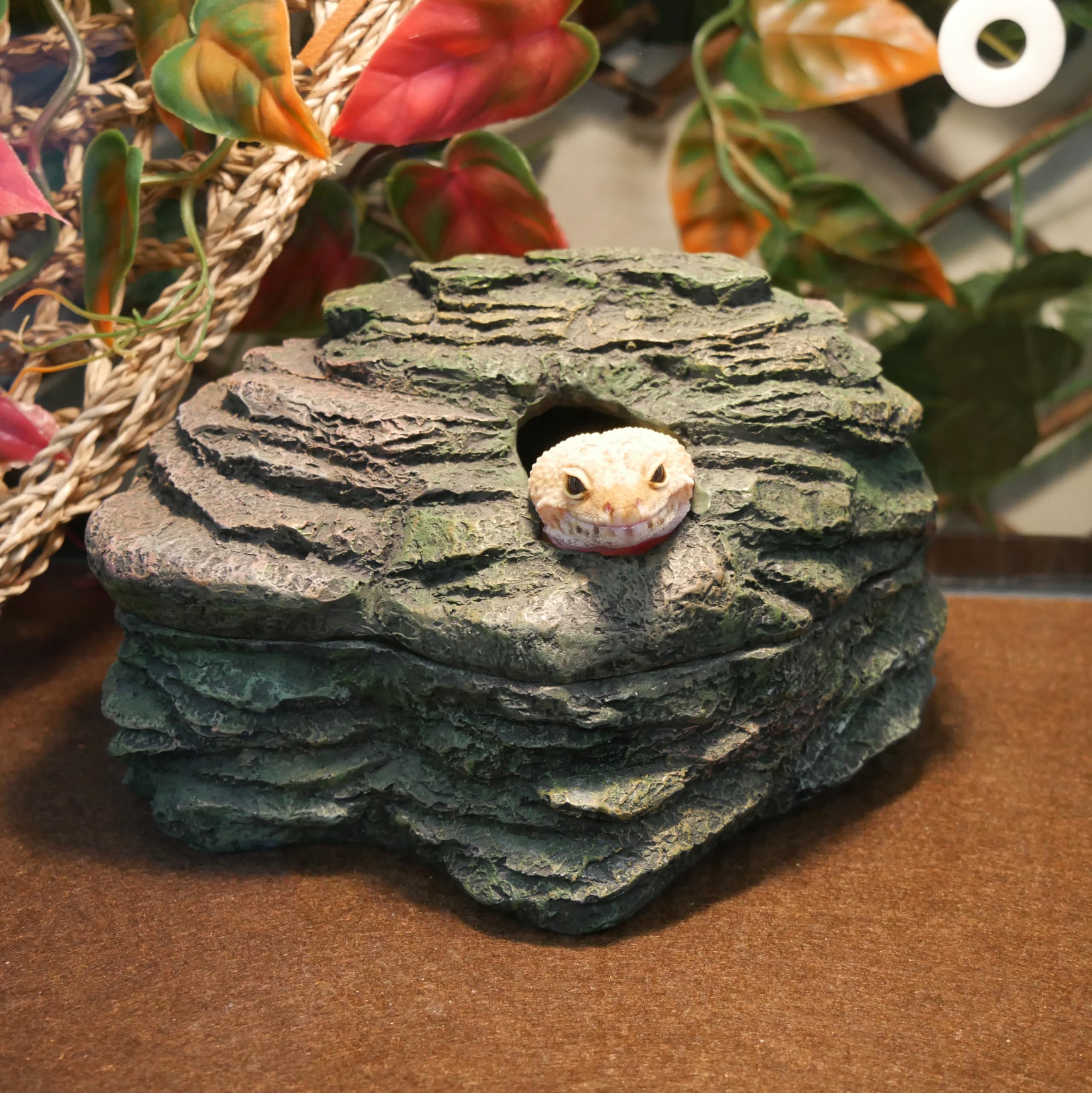 Penn-Plax Reptology Herp Haven Reptile Hide Away Rock Cave - For Terrariums And Aquariums - Great For Reptiles, Amphibians, And Fish – Medium