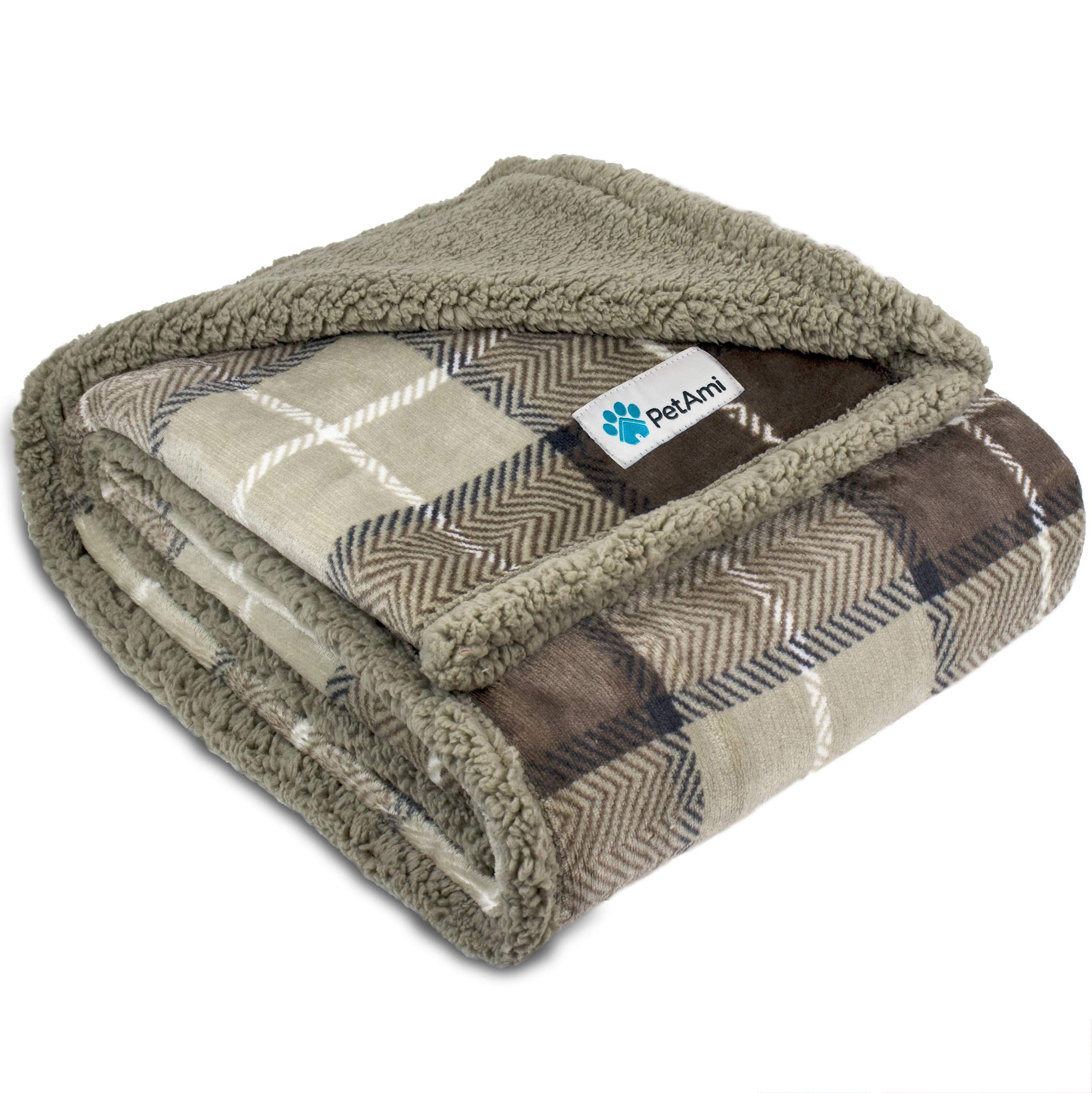 Petami Waterproof Dog Blanket For Bed, Xl Dog Pet Blanket Couch Cover Protection, Sherpa Fleece Leakproof Bed Blanket For Crate