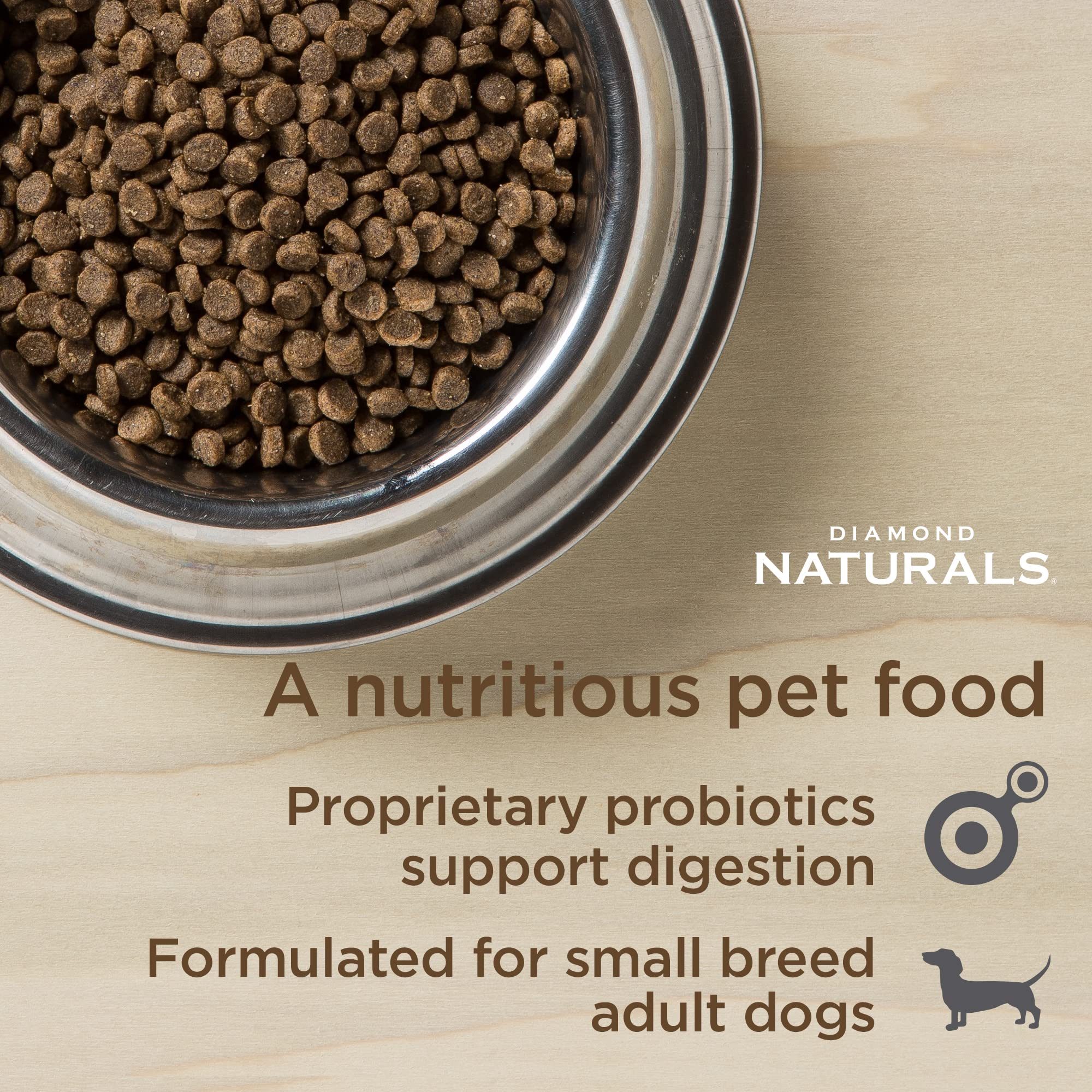 Diamond Naturals Small Breed Chicken and Rice Formula Adult Dry Dog Food with Protein from Real Chicken, Healthy Fats, Probiotic