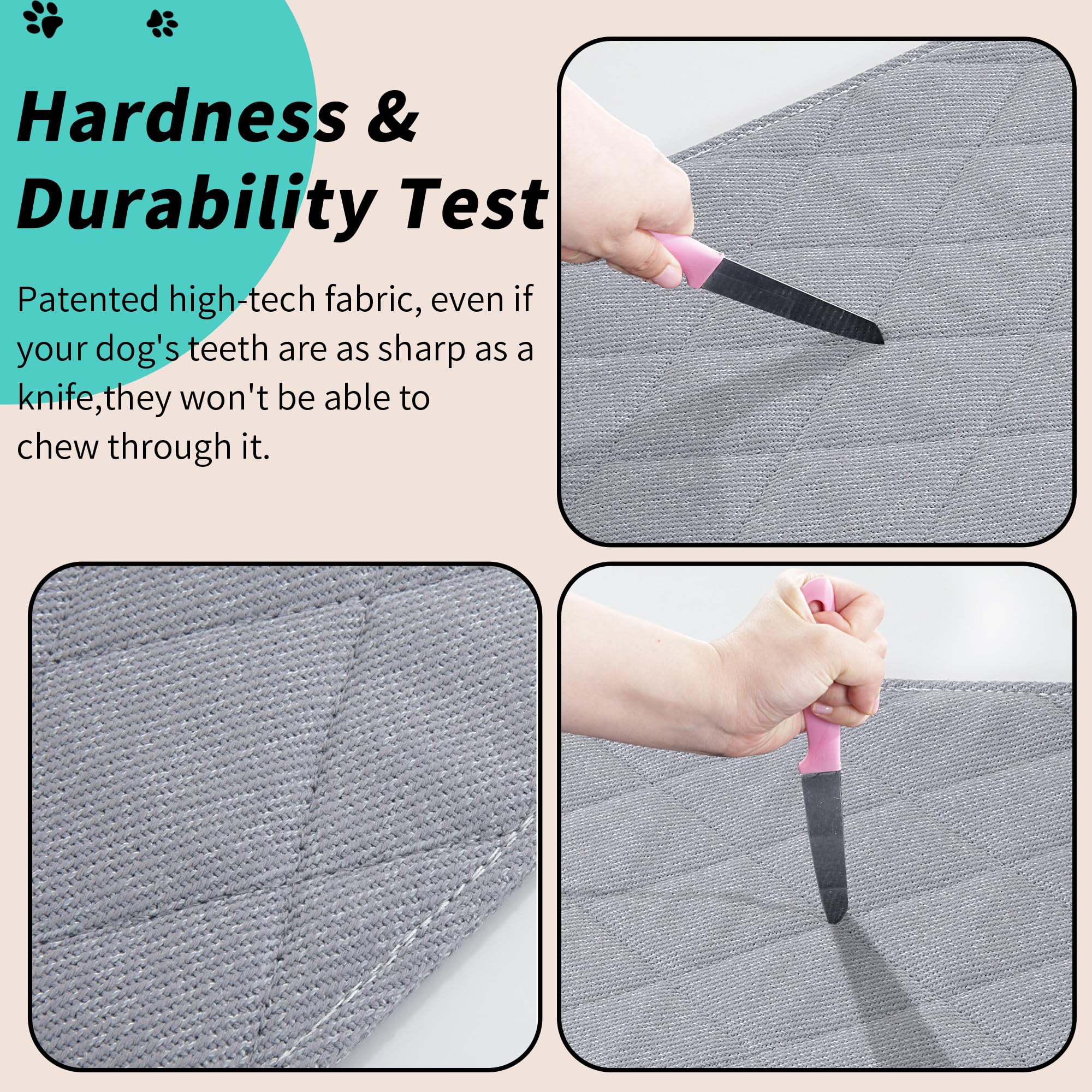 Mabozoo Indestructible Dog Beds, Chew Proof Dog Crate Pad For Aggressive Chewers,Machine Washable Quilted Dog Mat For Crate,Durable Dog Beds For Small Dogs,Grey Kennel Pad (22X35 In)