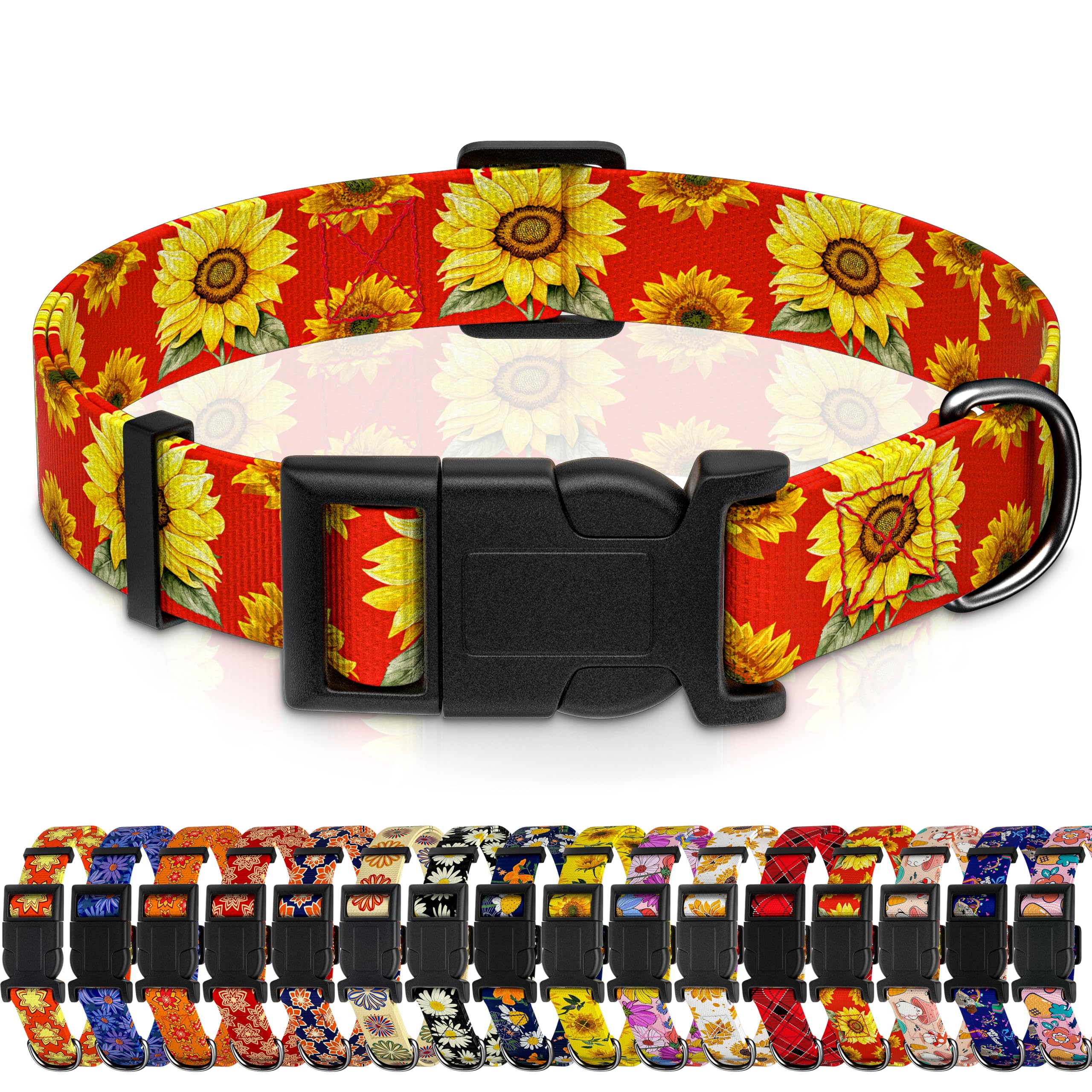Seyezo Dog Collar, Floral Boys Girls Puppy Collar For Small Medium Large Dogs, Adjustable Soft Pet Collar With Safety Buckle For