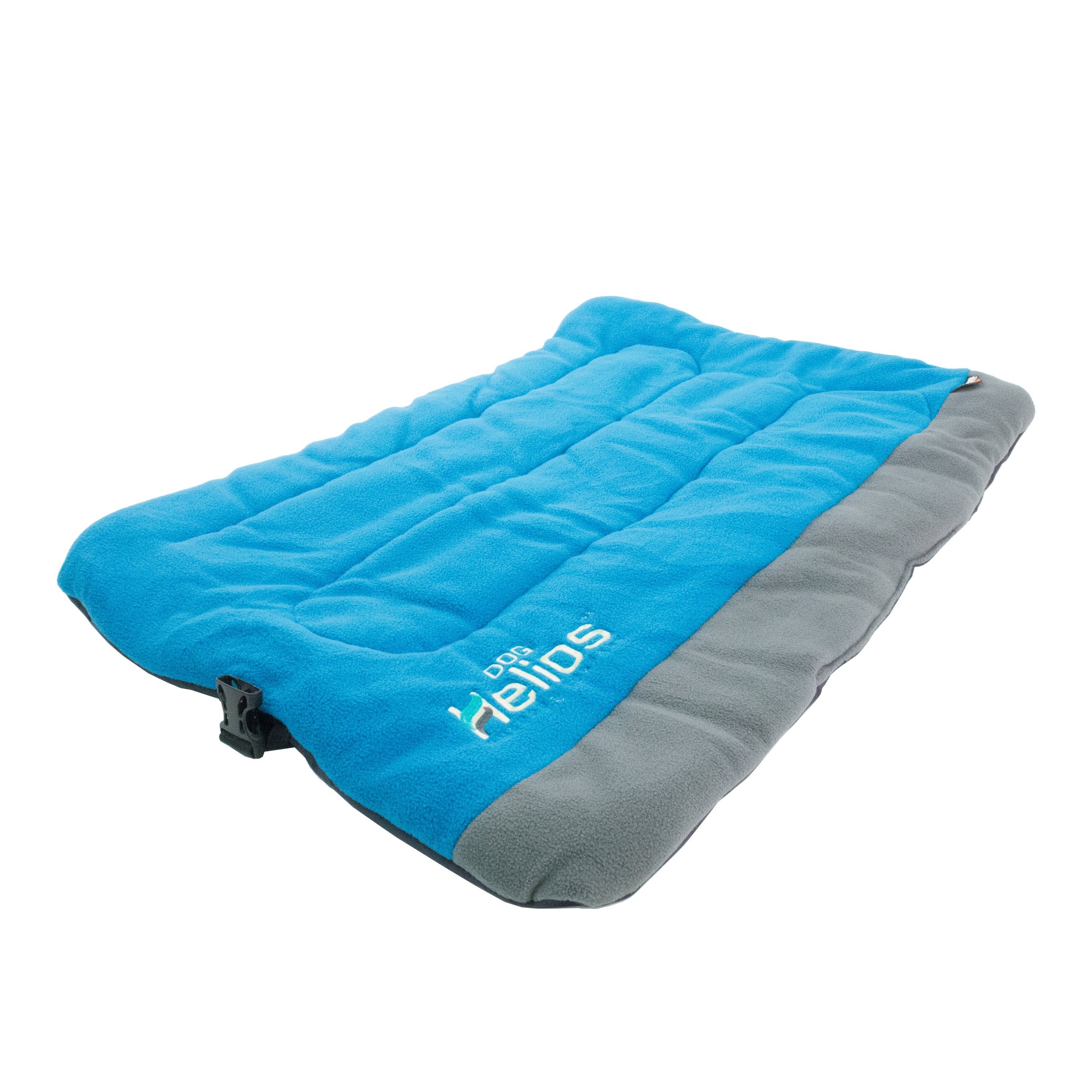 DOGHELIOS 'Combat-Terrain' Cordura-Nyco Reversible Nylon and Polar Fleece Travel Camping Folding Pet Dog Bed Mat, Medium, Blue, Grey