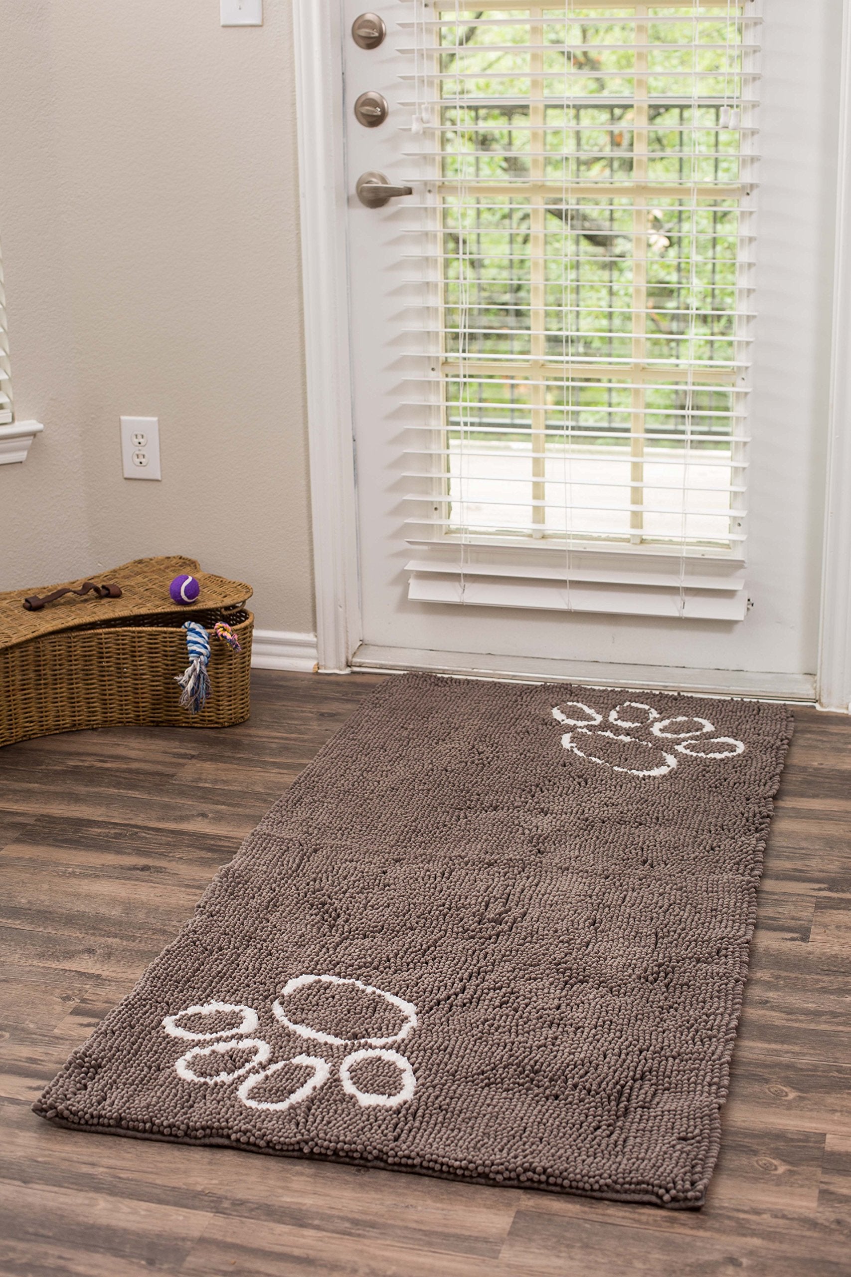 Internet'S Best Chenille Dog Doormat - 60 X 30 - Absorbent Surface - Non-Skid Bottom - Protects Floors - Grey