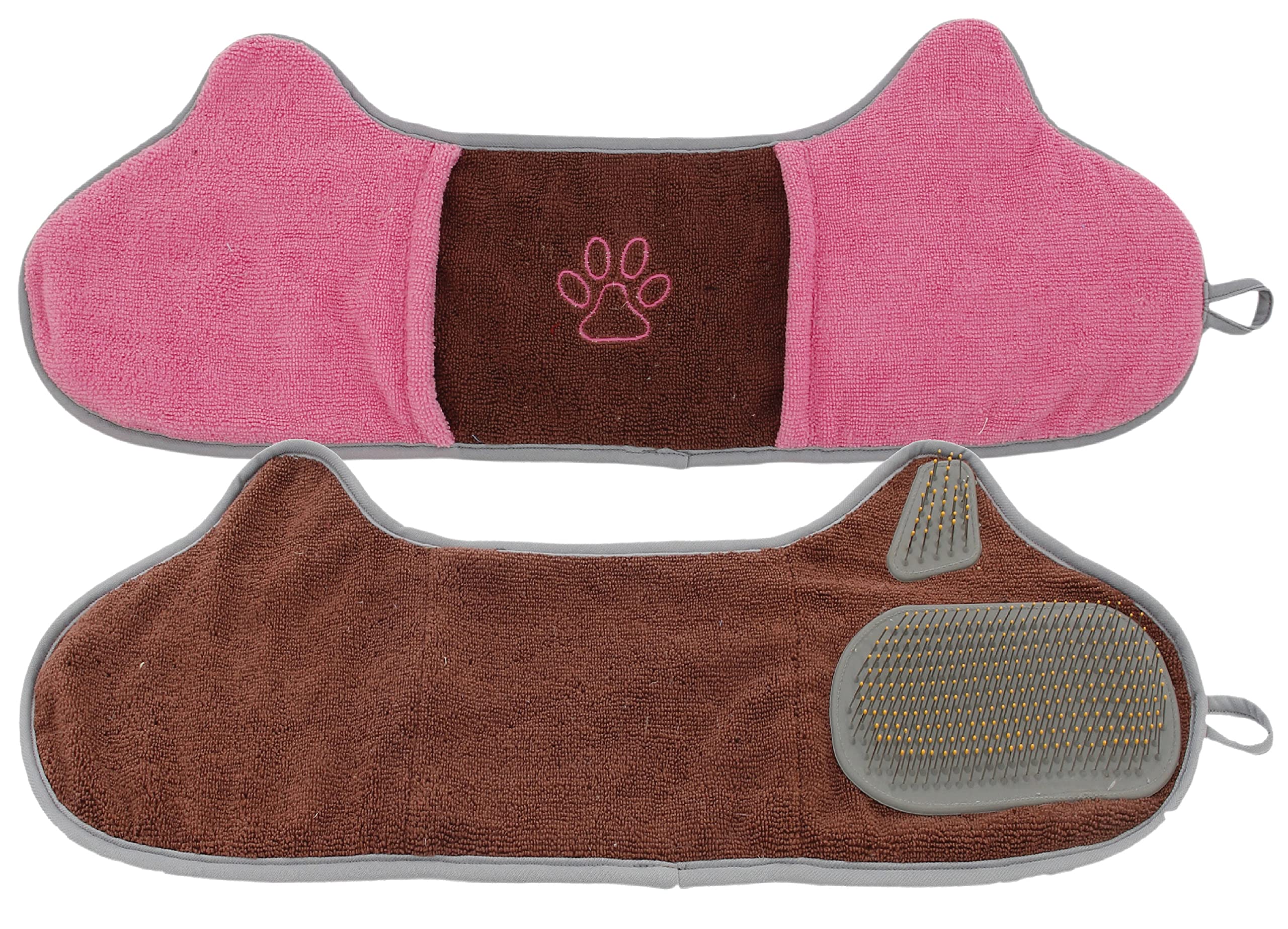 Pet Life A Bryer 2-In-1 Hand-Inserted Microfiber Pet Grooming Towel And Brush