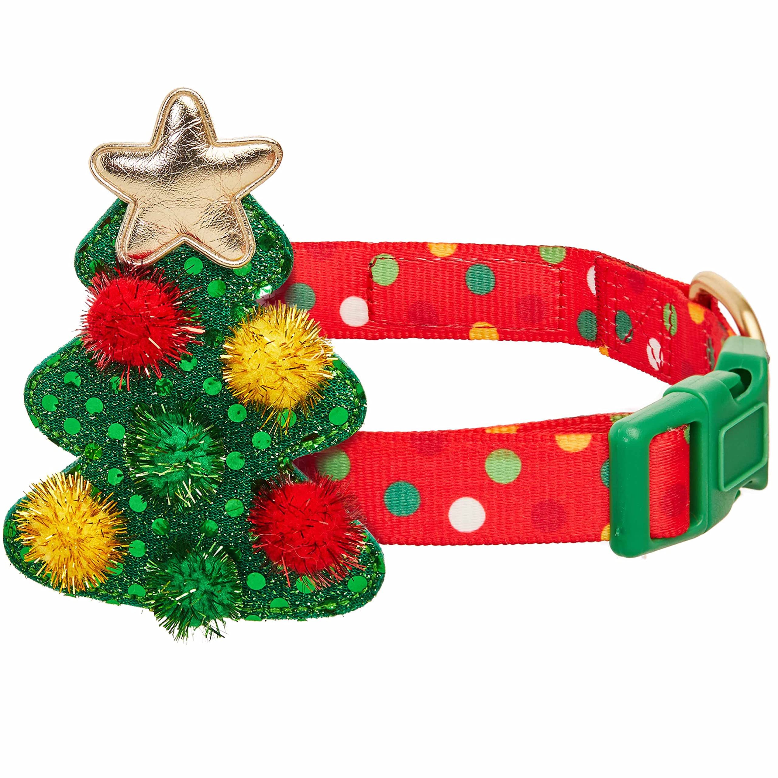 Blueberry Pet Christmas Polka Dots Adjustable Dog Collar, Medium, 14.5-20 Neck, Holiday Dog Collars For Medium Dogs, Christm