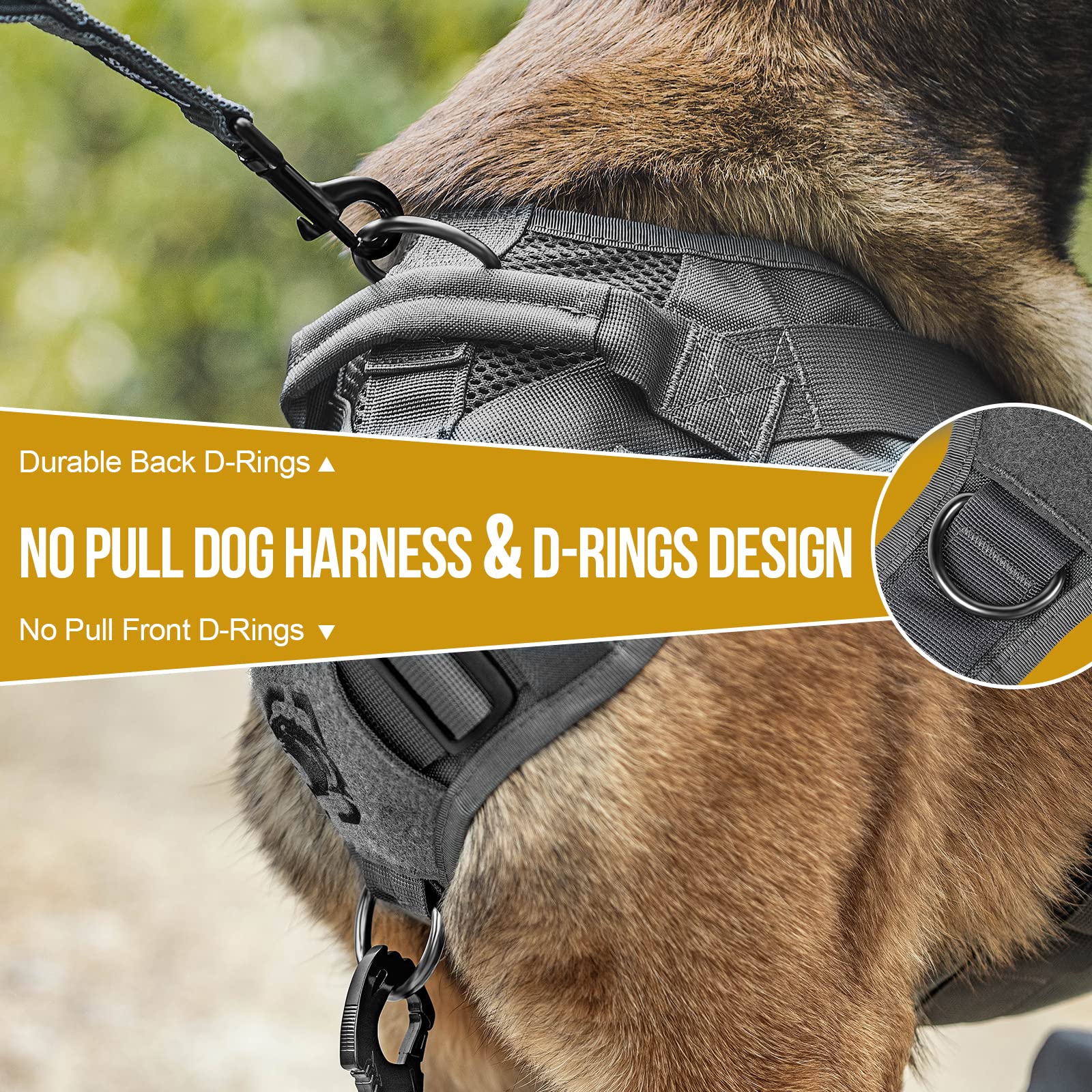 Onetigris No Pull Tactical Dog Harness For Large Dog, Mesh Design Dog Vest Harness Breathable Military Dog Molle Vests With Hand