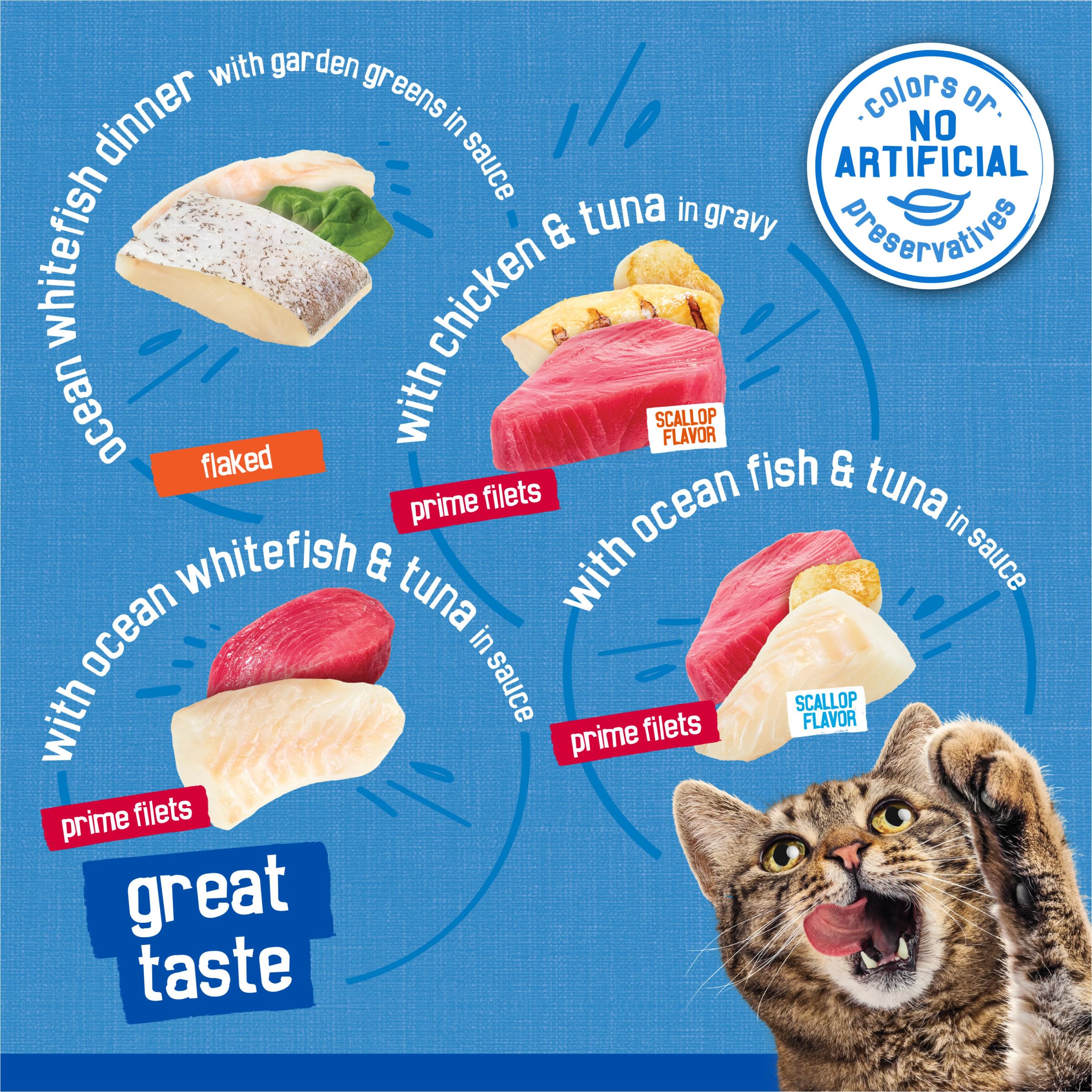 Friskies Wet Cat Food Variety Pack, Oceans Delight, 5.5 oz Cans (Pack of 40) - Flaked & Prime Filets