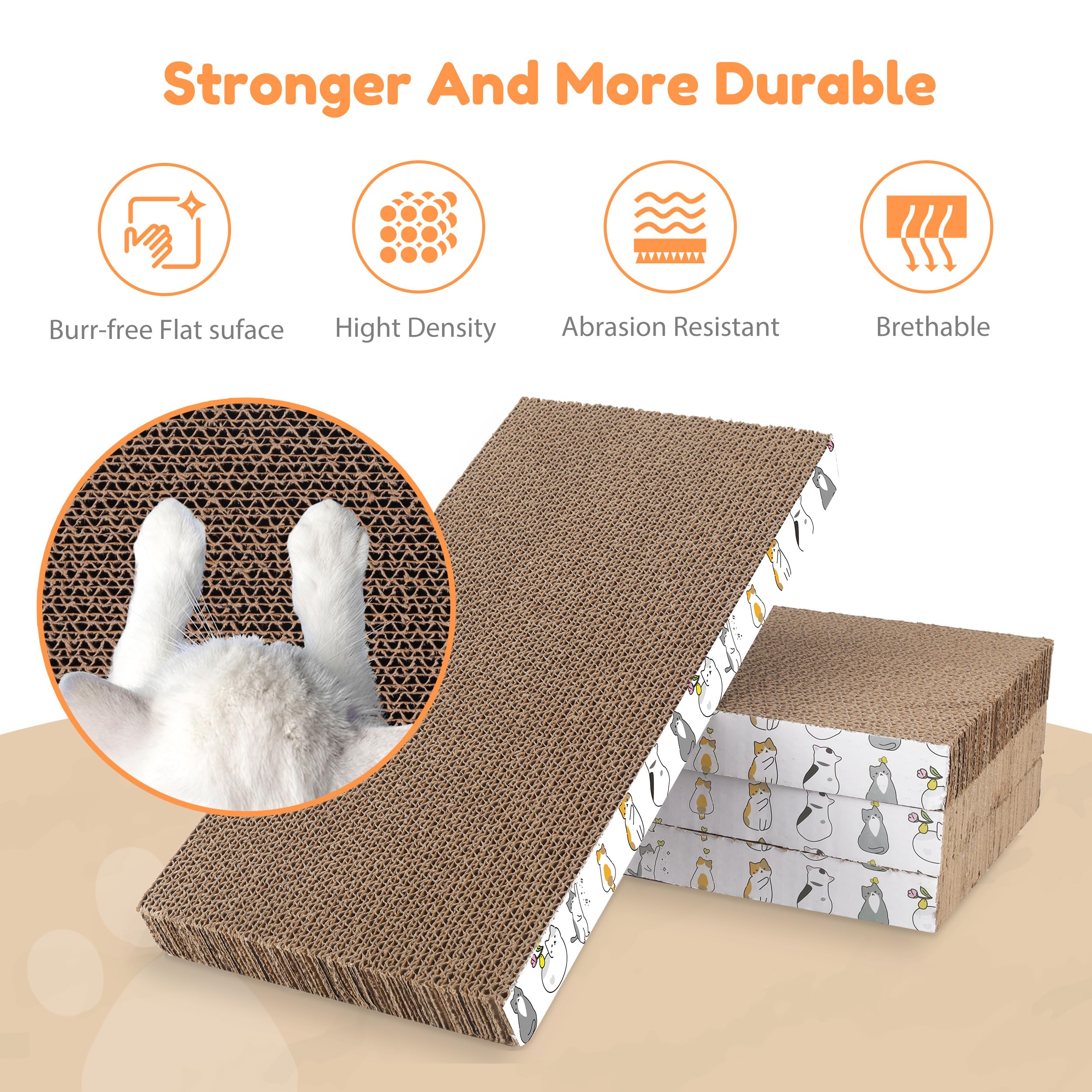 Patiencet 4 Pack Cat Scratch Pad With Box, Cardboard Cat Scratcher For Indoor Cats, Reversible Scratcher With Catnips Box Bed De
