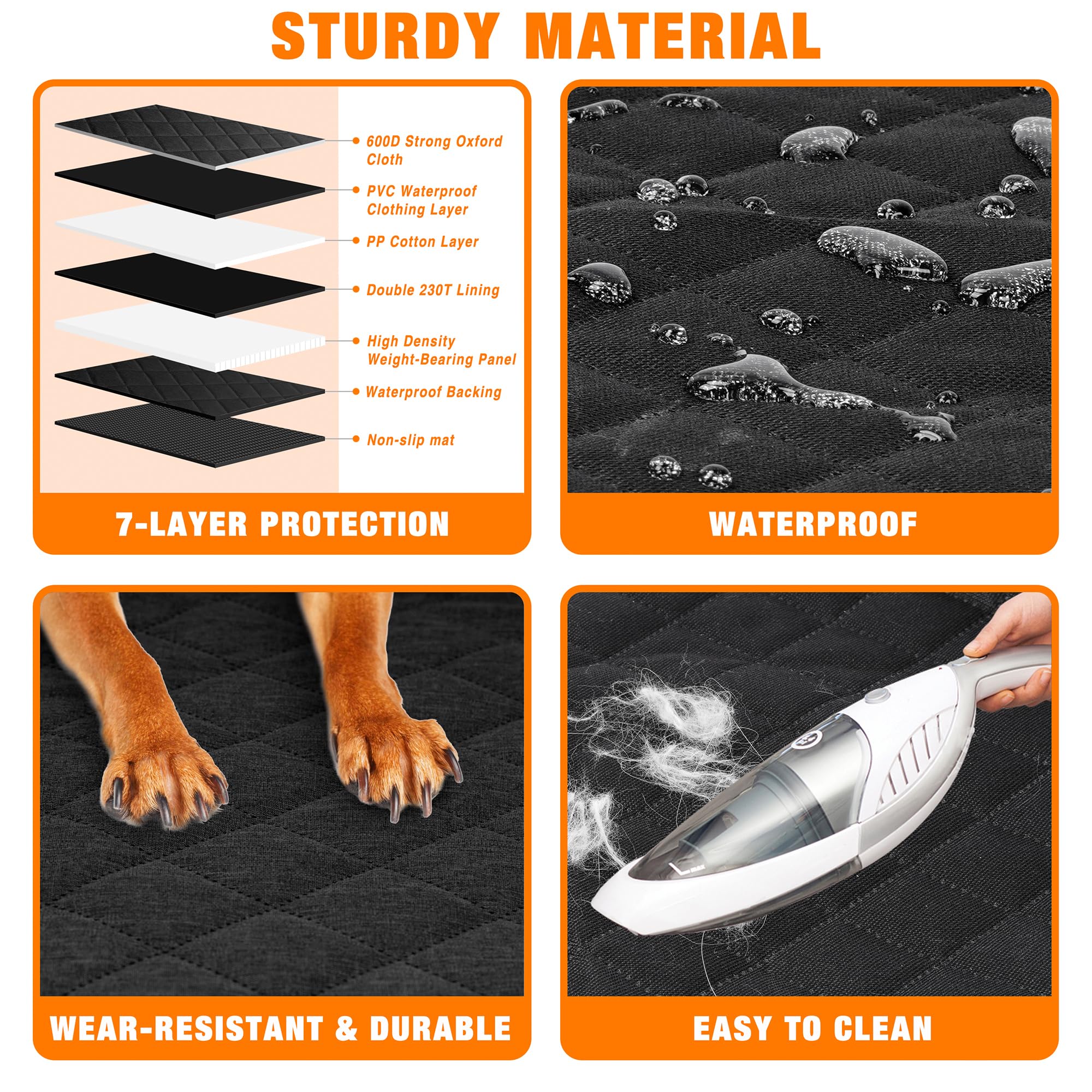 Jxfukal Back Seat Extender For Dogs, Dog Car Seat Cover For Back Seat Waterproof Dog Hammock For Car With Hard Bottom Holds 400L