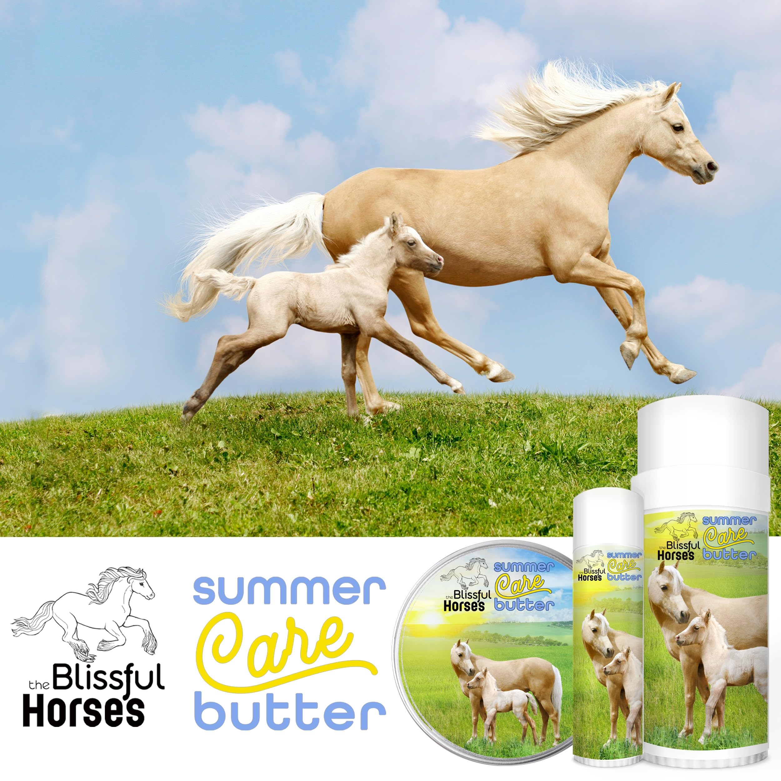 The Blissful Horses Summer Care Sun Butter, Gentle Horse Sunscreen, Easy-to-Apply Equine Sunblock Solution, Must-Have Horse Esse