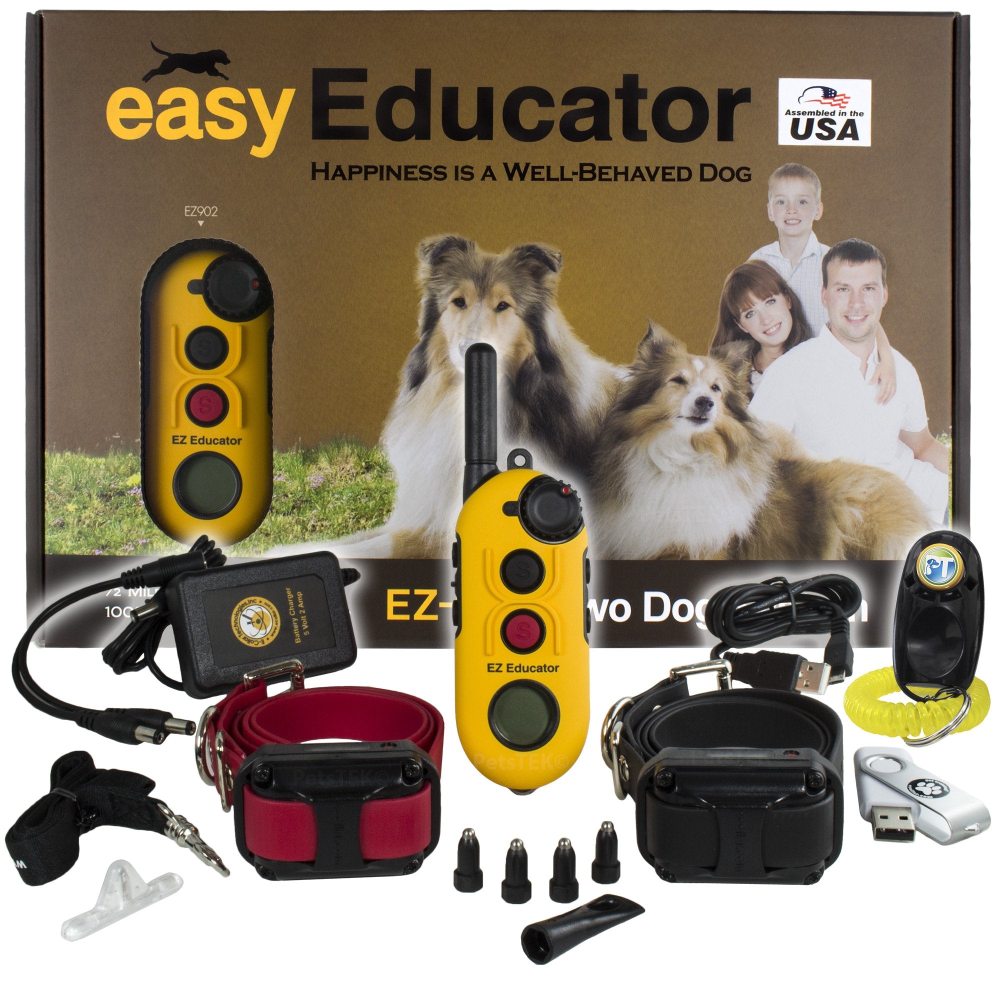 E-Collar Educator Ez-902-1/2 Mile Remote Waterproof Trainer Easy Educator - Static, Vibration And Sound Stimulation Collar With 