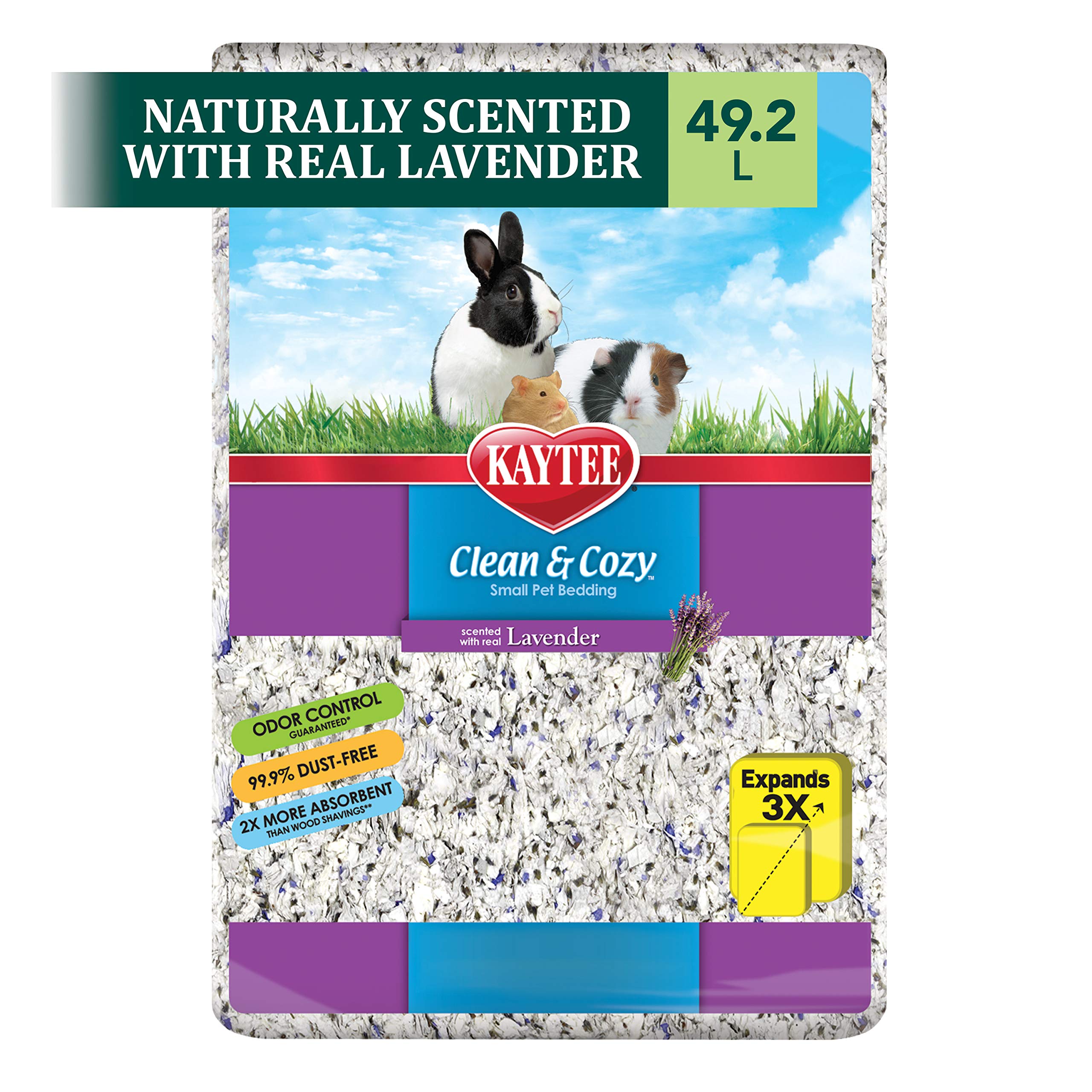 Kaytee Clean & Cozy Lavender Bedding For Pet Guinea Pigs, Rabbits, Hamsters, Gerbils, And Chinchillas, 49.2 Liters