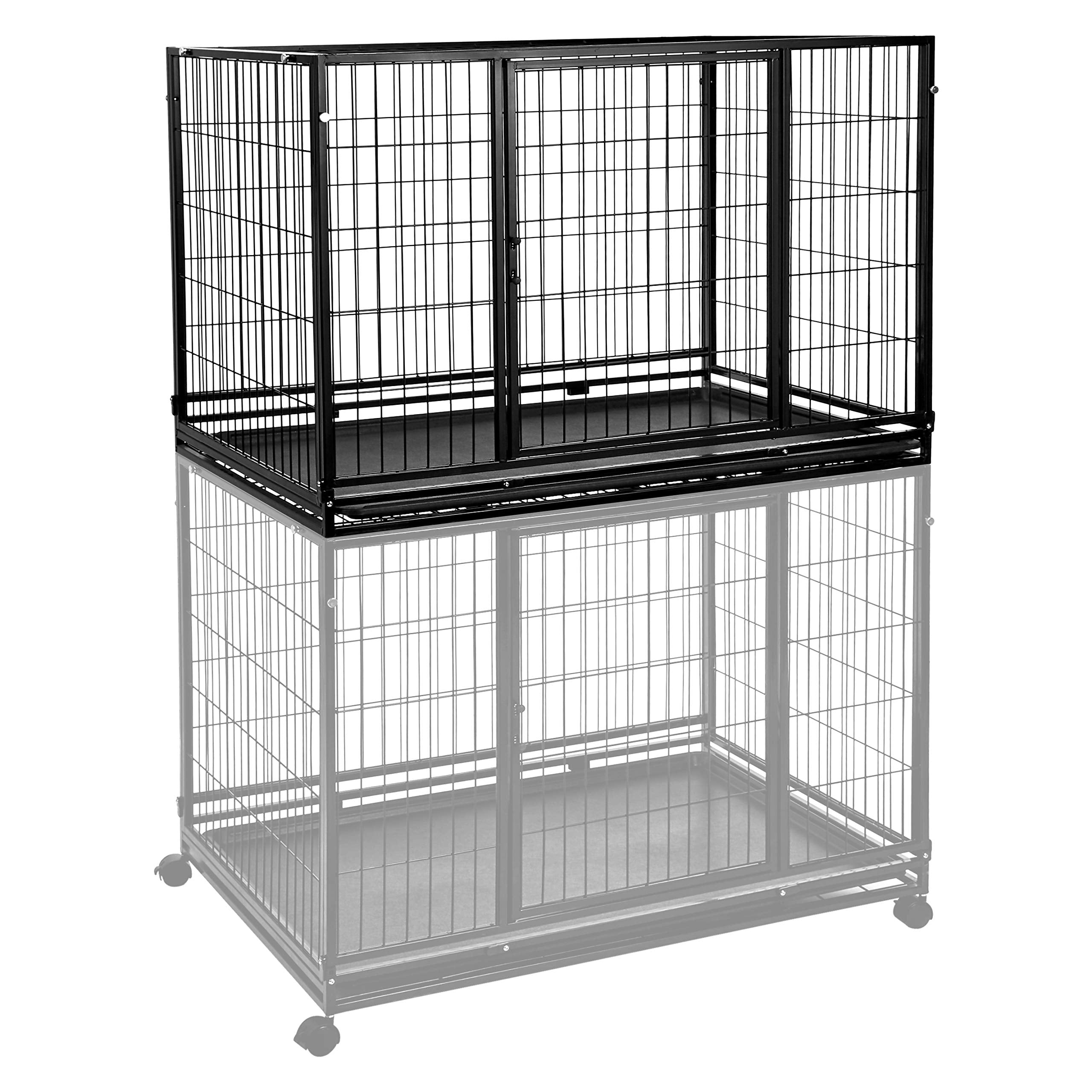 Amazon Basics Portable Heavy Duty Stackable Dog Kennel, Black, 48.2"L x 37.8"W x 42.5"H, Polypropylene, Model 9002-48
