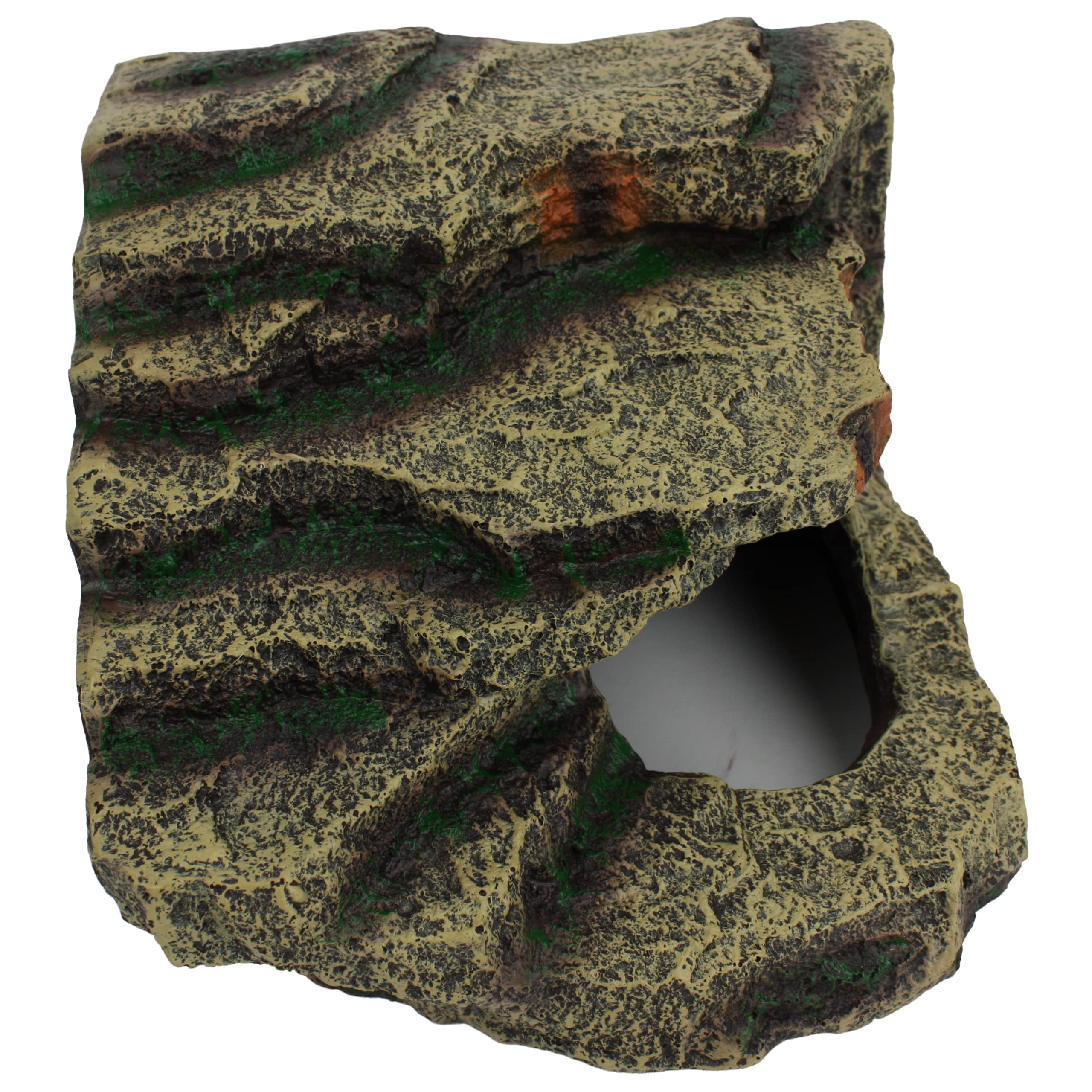 Komodo Reptile Terrarium Resin Turtle Hideaway Corner Hut | Easy To Clean Under Water Aquarium Or Dry Habitat Decoration Accessory & Reptile Hide | Medium