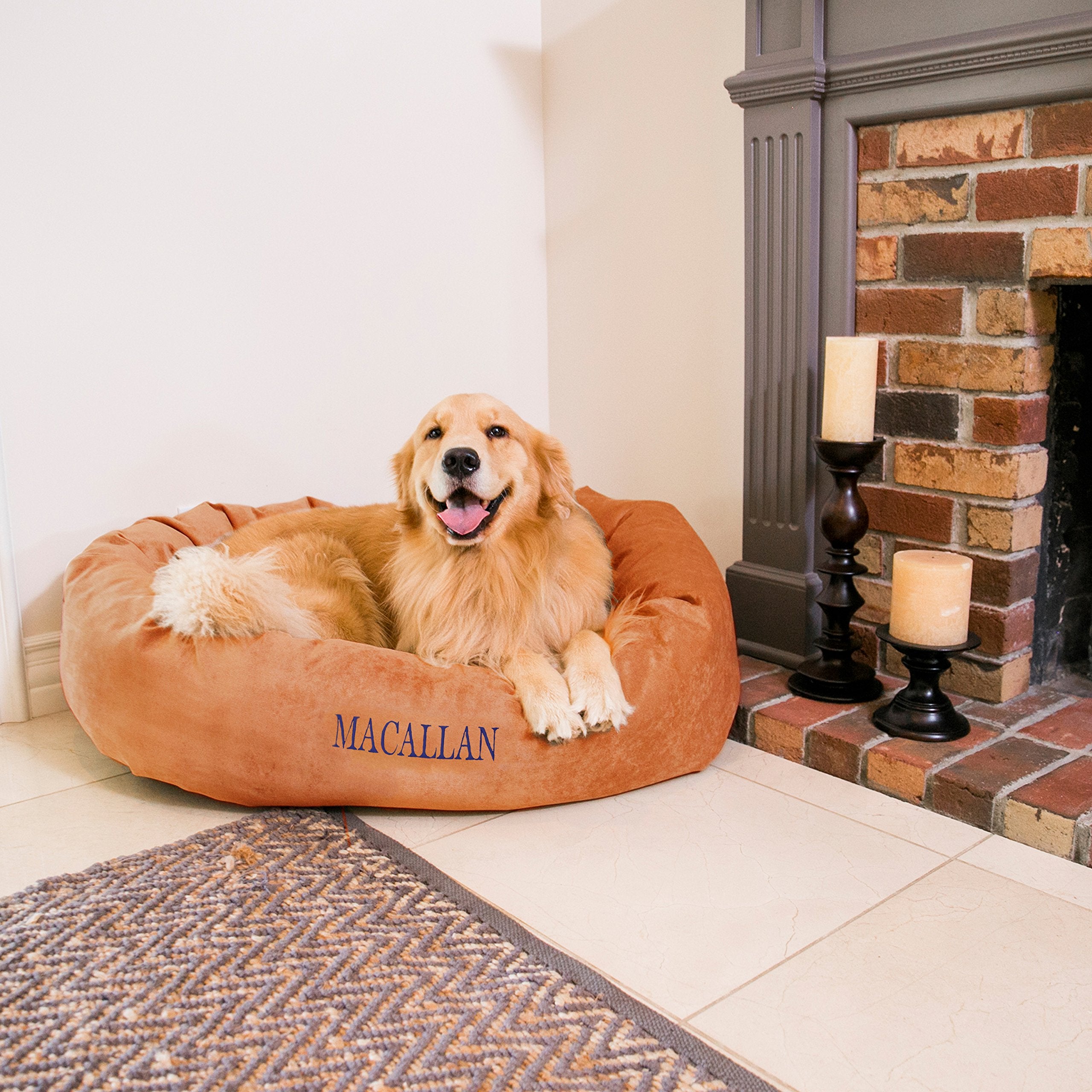 Majestic Pet Personalized Villa Shredded Memory Foam Mix Calming Dog Bed Washable - Cozy Soft Round Dog Bed With Spine For Head 