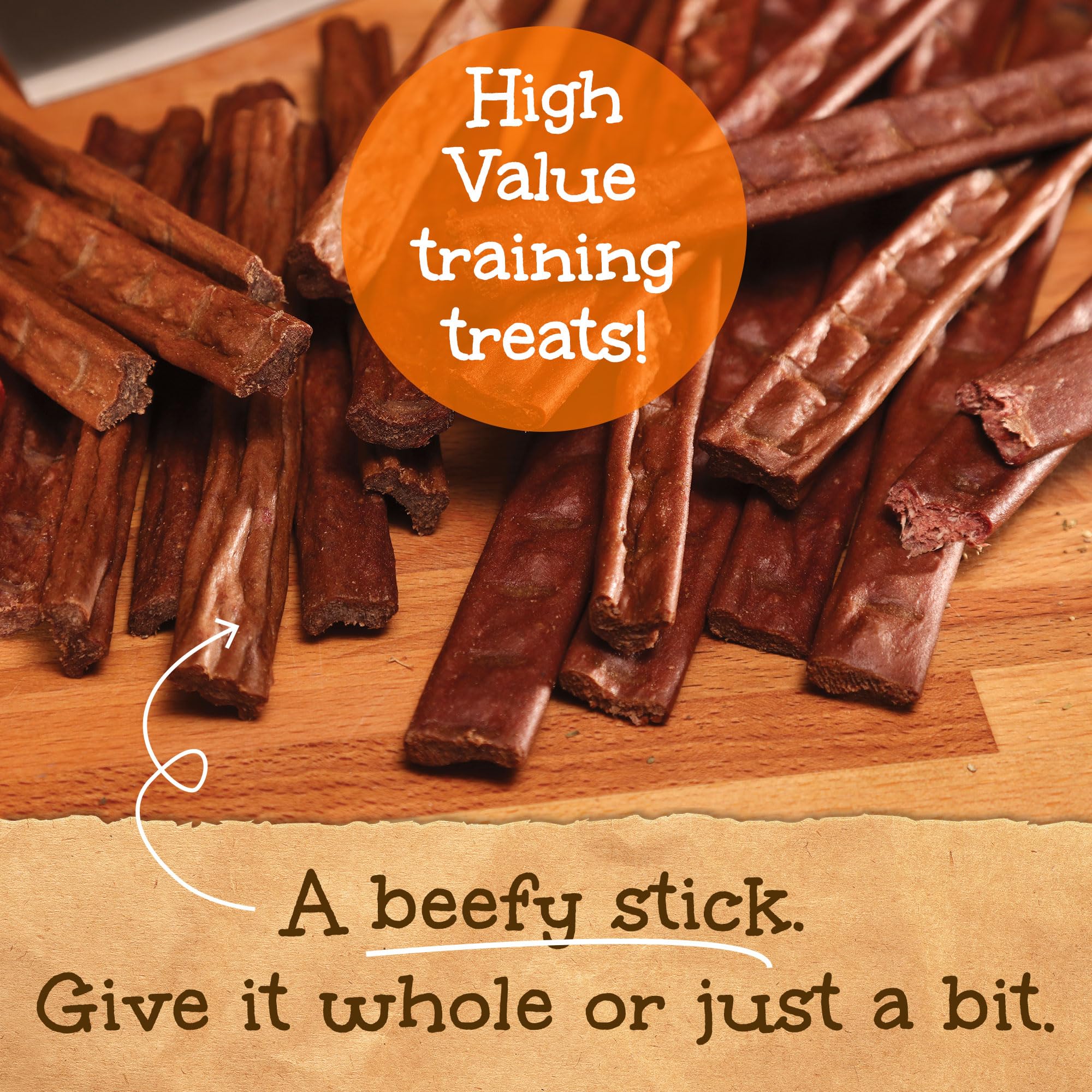 Happy Howies Woof Stix - Healthy Dog Treats, Flavorful Slow Cooked Beef Stick, Natural Ingredients, Hormone Free - Beef, 80 Cou