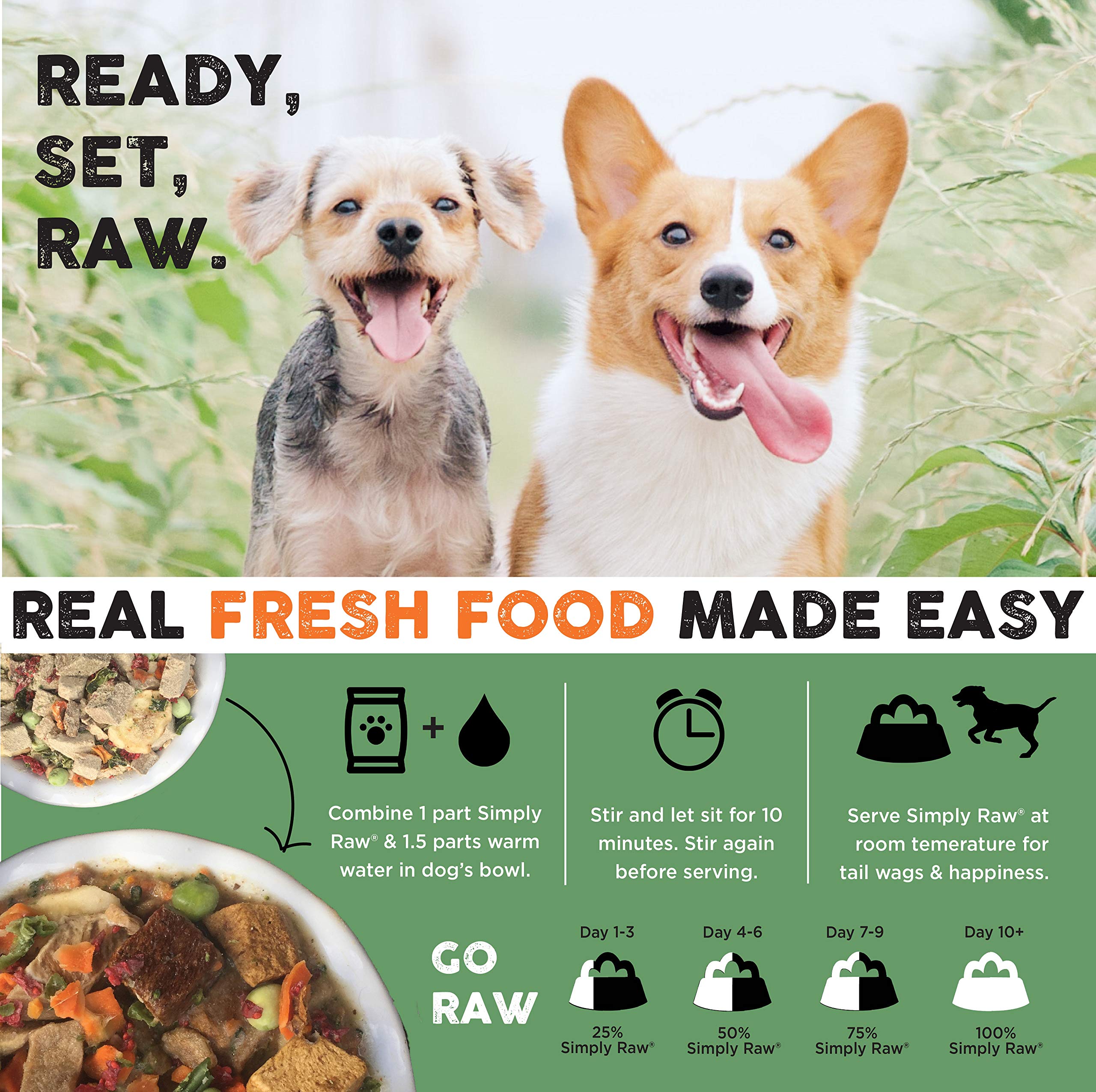 Natures Diet Simply Raw Freeze-Dried Raw Whole Food Meal - Makes 18 Lbs Fresh Food With Muscle, Organ, Bone Broth, Whole Egg, S