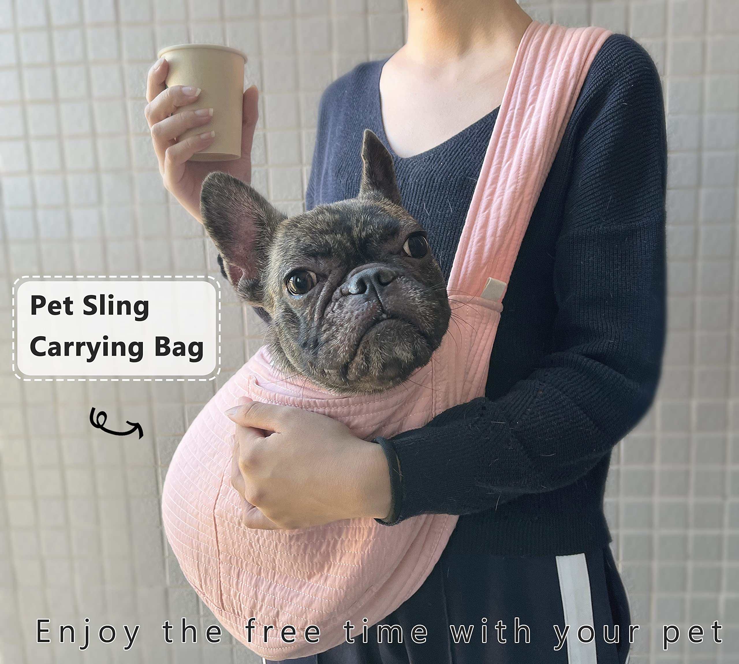 NATUYA Small Dog Carrier Sling, Adjustable Strap Lightweight Comfy Puppy Pouch, Hand Free Pet Dog Sling Walking Subway Travel To
