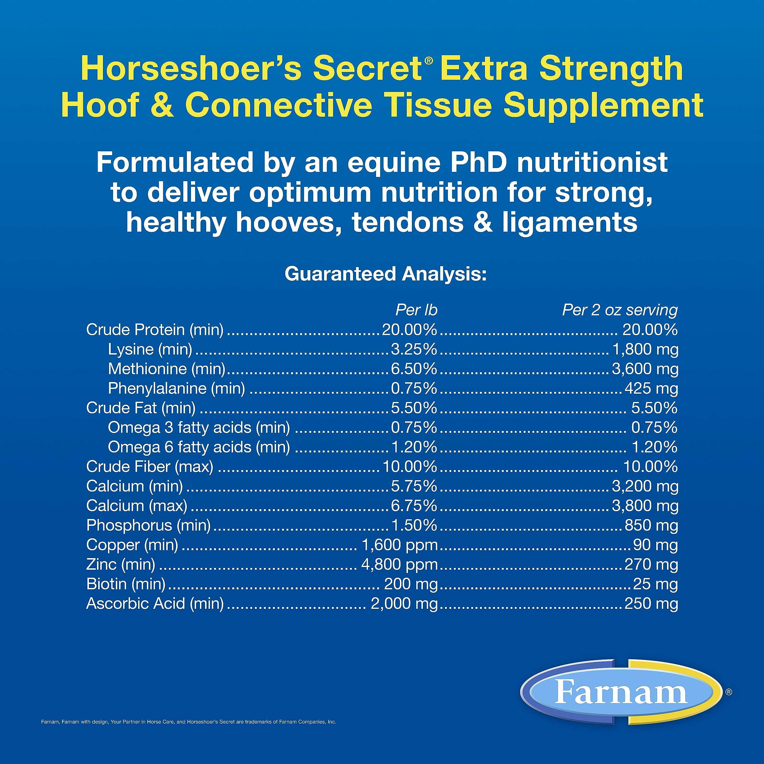 Farnam Horseshoers Secret Extra Strength Hoof Supplements & Connective Tissue Supplement, Promotes Strong, Healthy Hooves, Tend