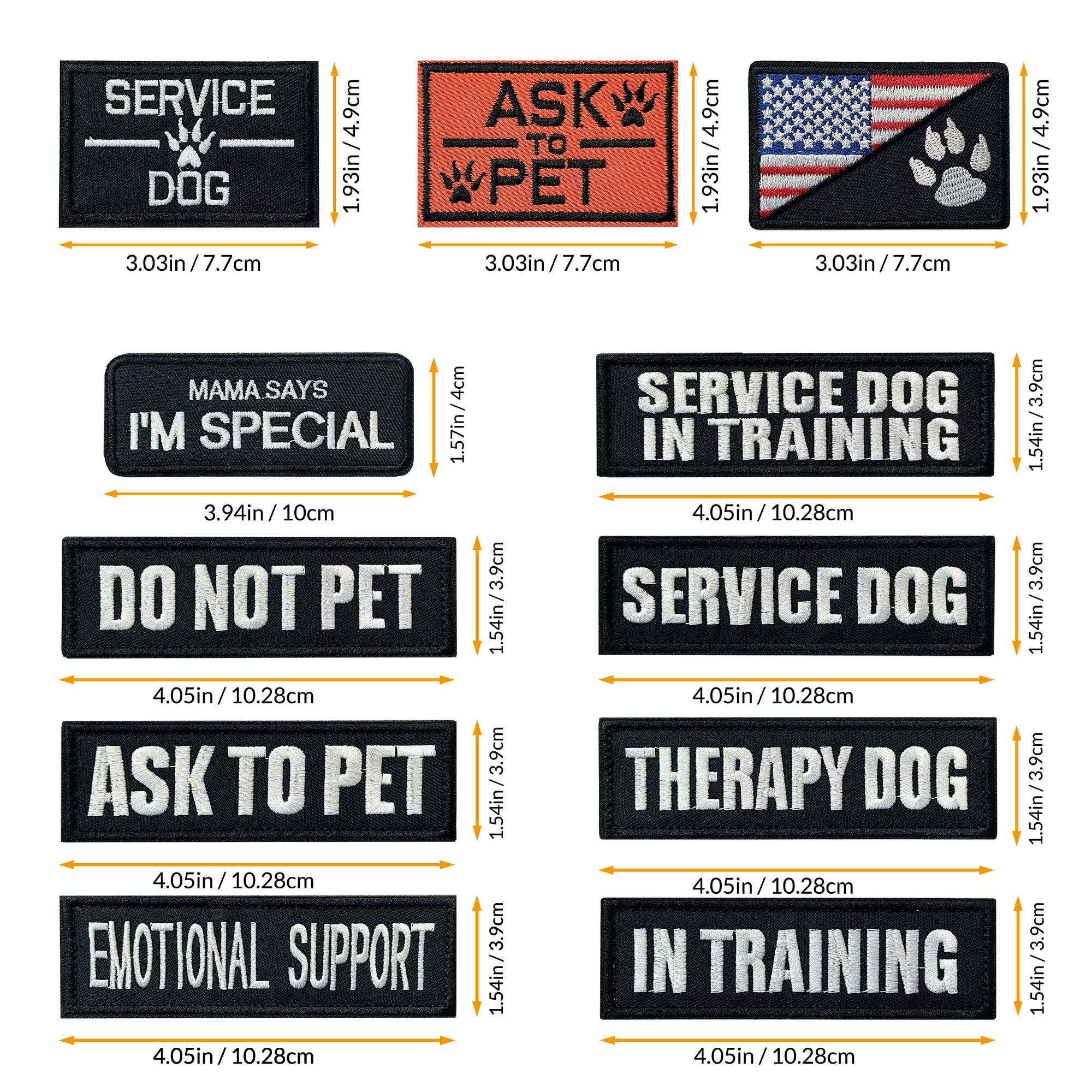 12 Pieces Service Dog Therapy Dog Don'T Pet In Training No Touch Full Embroidered Badge Emblem Patch For Service Dogs Harness Vest Clothes