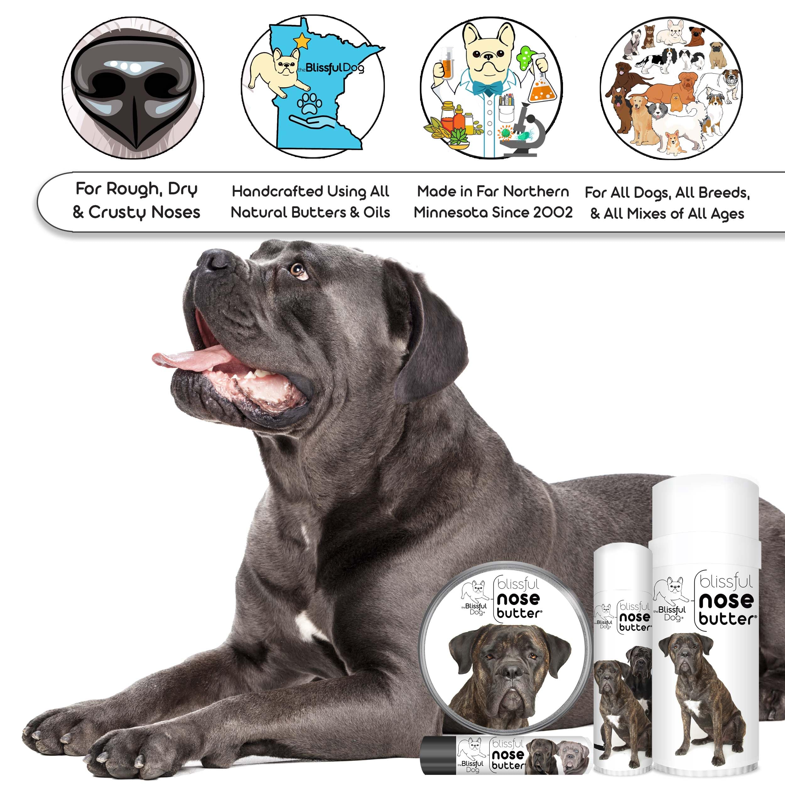The Blissful Dog Cane Corso Nose Butter, Versatile Dog Nose Balm for Dry Nose, Handcrafted Nose Moisturizer, Easy-to-Apply Dog E