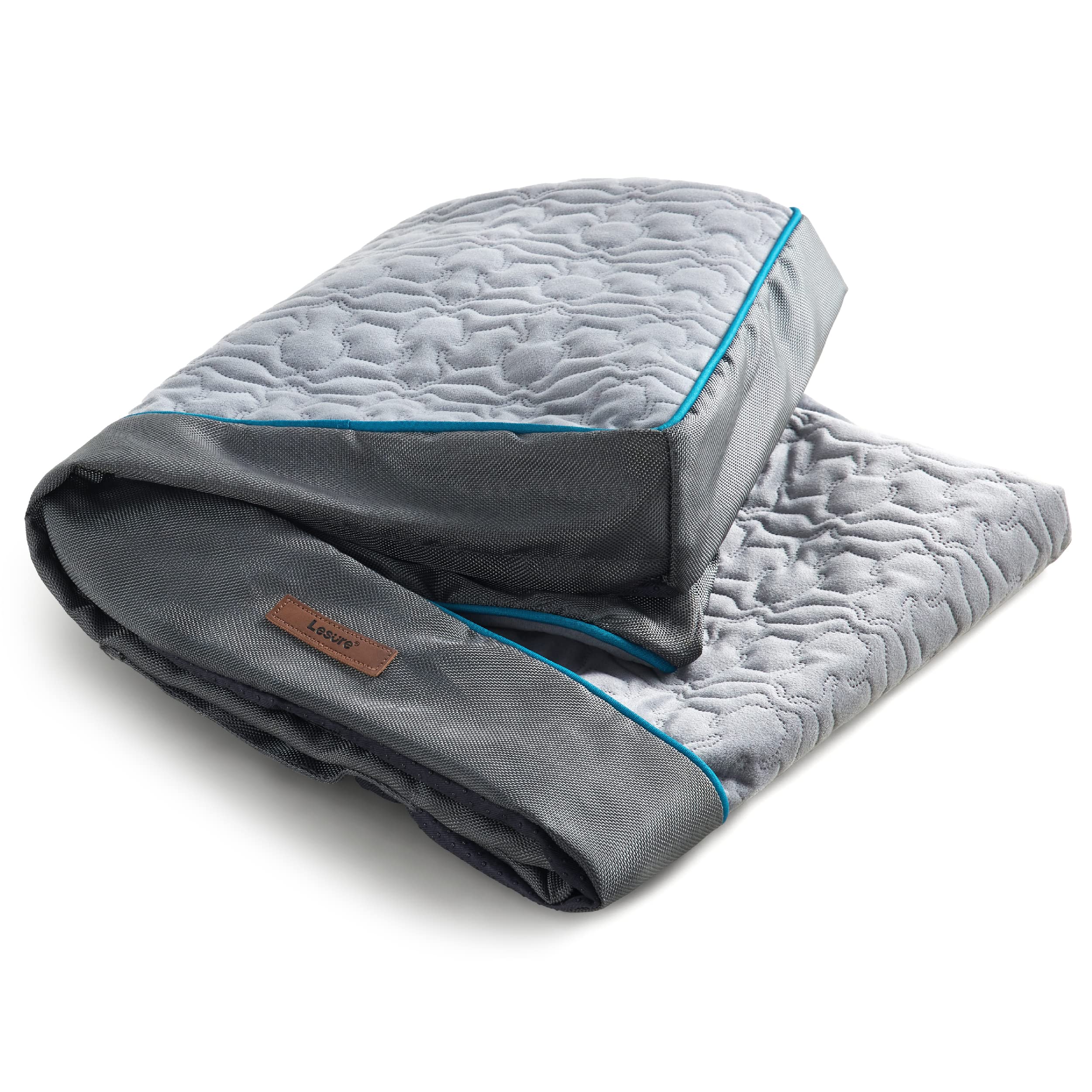 Lesure Dog Bed Cover Flannel Medium Washable Plush Fleece Replacement Cover For Orthopedic Pet Mat 29X18X3 Inches, Grey