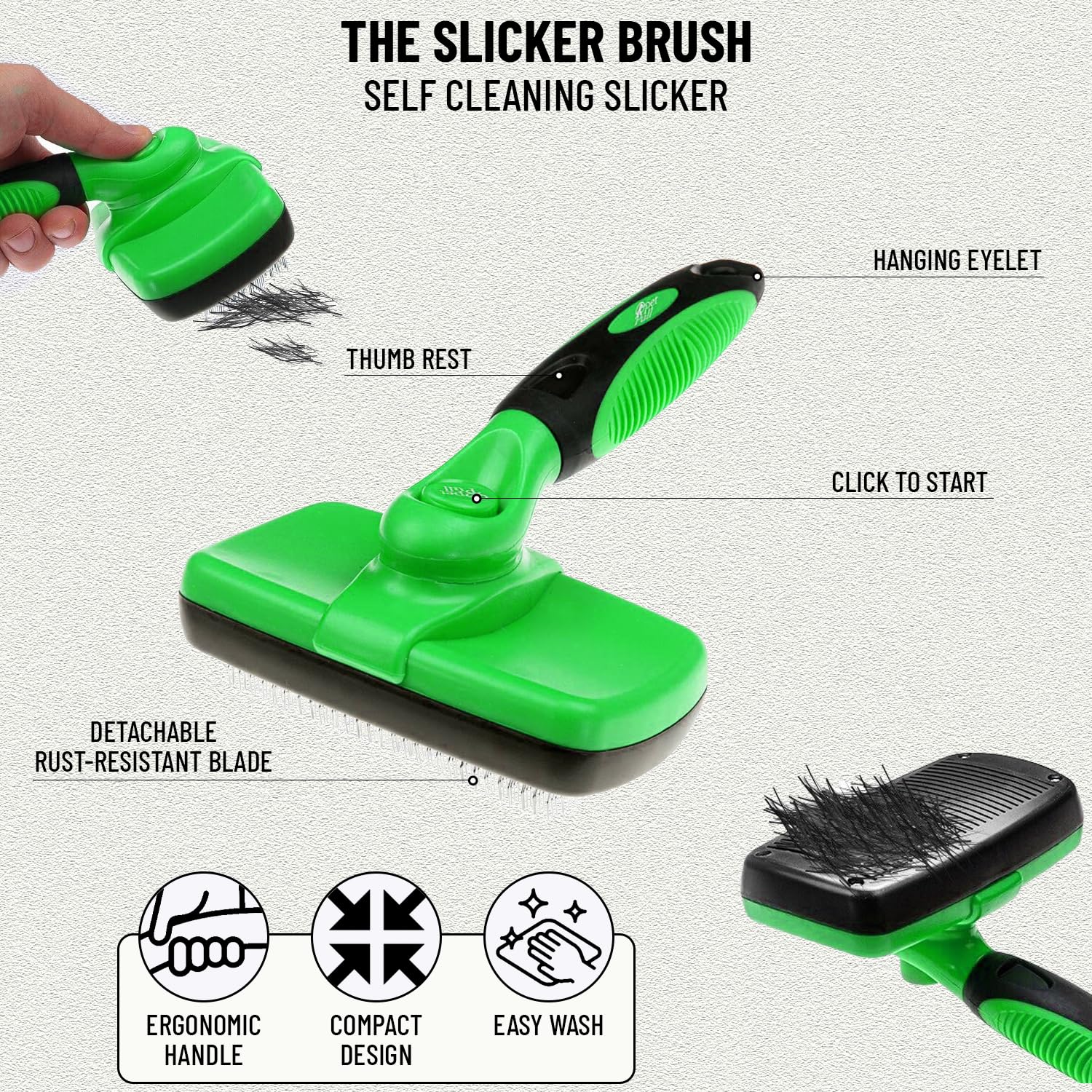 Pet Pull Complete Professional Pet Grooming Kit With Pet Hair Removal Tool Brush Gloves, Self-Cleaning Slicker Brush, And Pro Gr